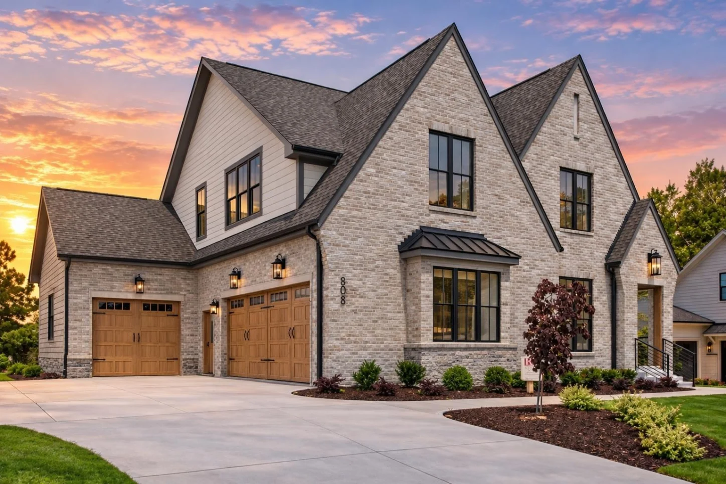 24-1876 HOUSE PLAN – Modern Tudor Home Plan – 5-Bed, 4.5-Bath, 3,290 SF - Modern Brick, AI-generated exterior concept