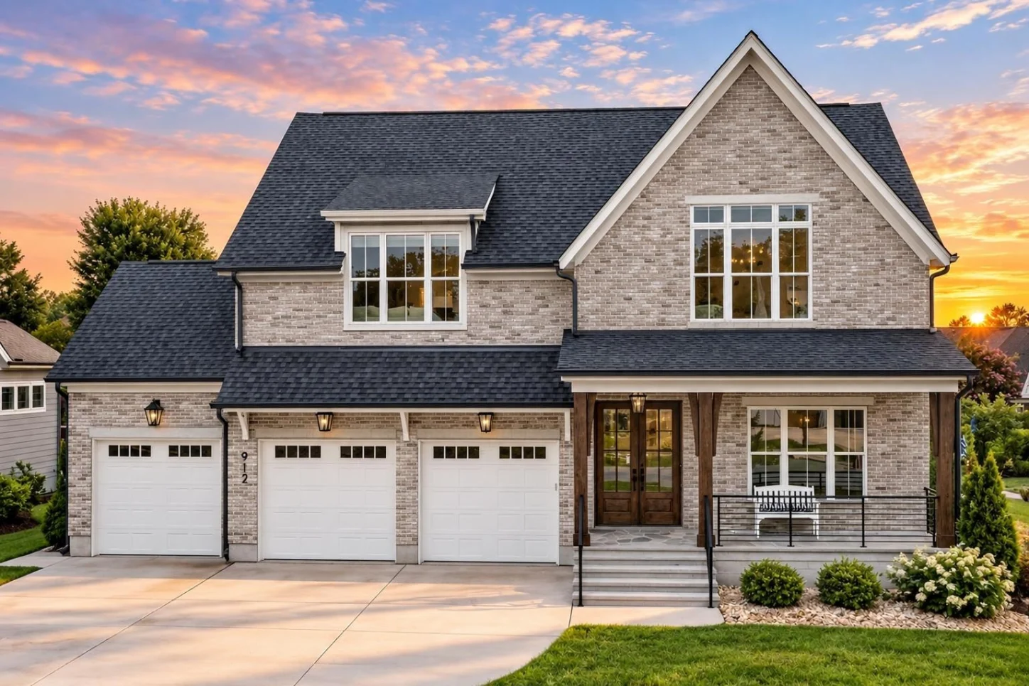 24-1298 HOUSE PLAN – Modern Farmhouse Home Plan – 4-Bed, 4.5-Bath, 3,335 SF - Modern Brick, AI-generated exterior concept