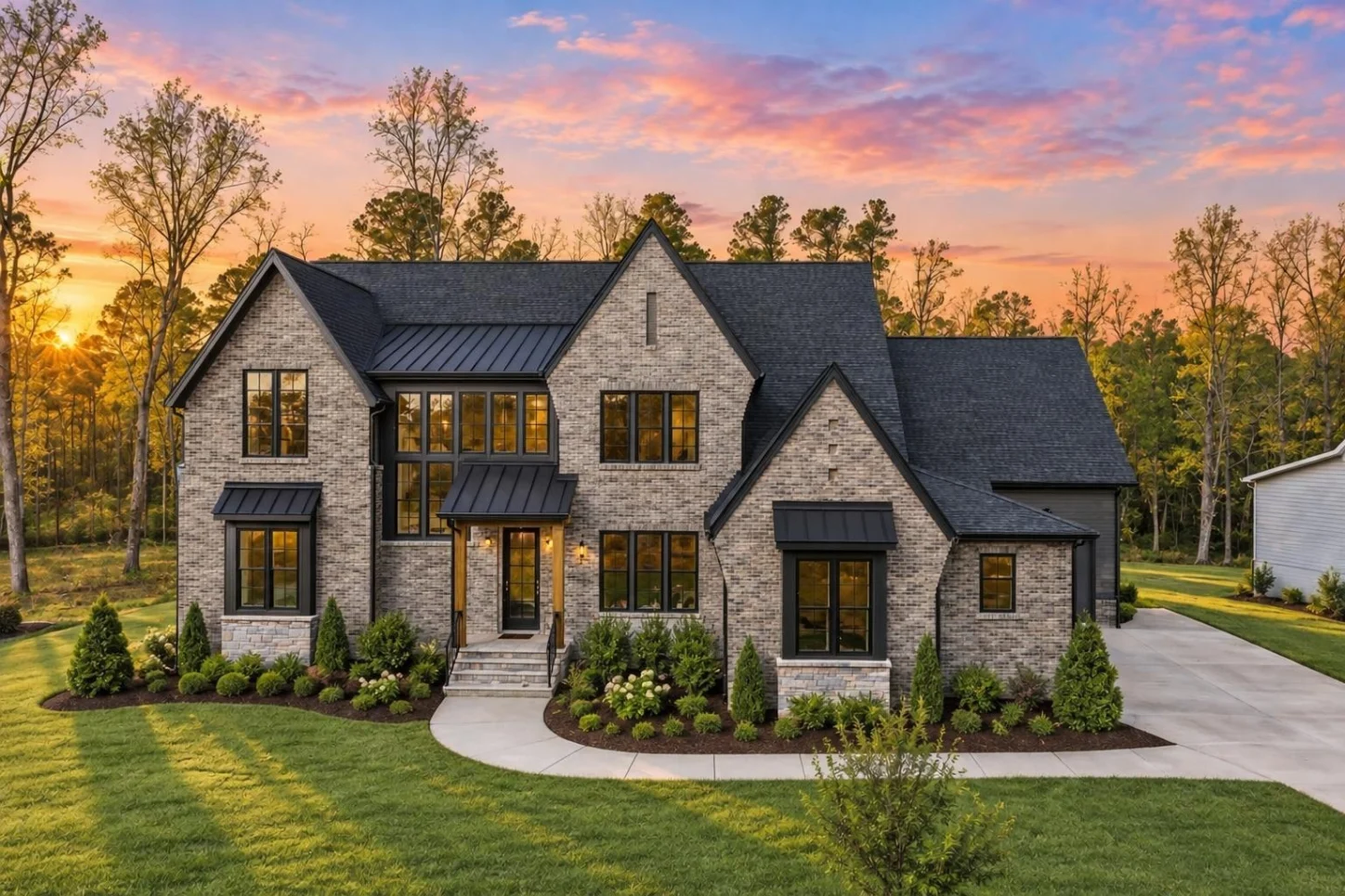 24-1001 HOUSE PLAN – Modern Tudor Home Plan – 4-Bed, 5-Bath, 4,677 SF - Modern Brick, AI-generated exterior concept