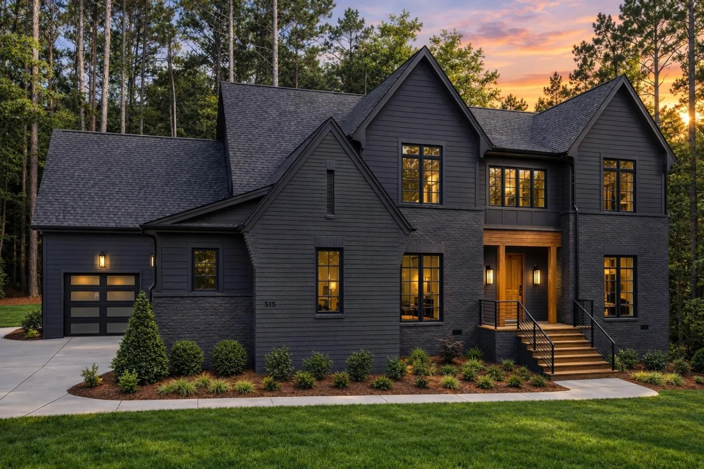 23-1210 HOUSE PLAN – Modern Tudor Home Plan – 5-Bed, 5-Bath, 4,304 SF - Modern Dark, AI-generated exterior concept