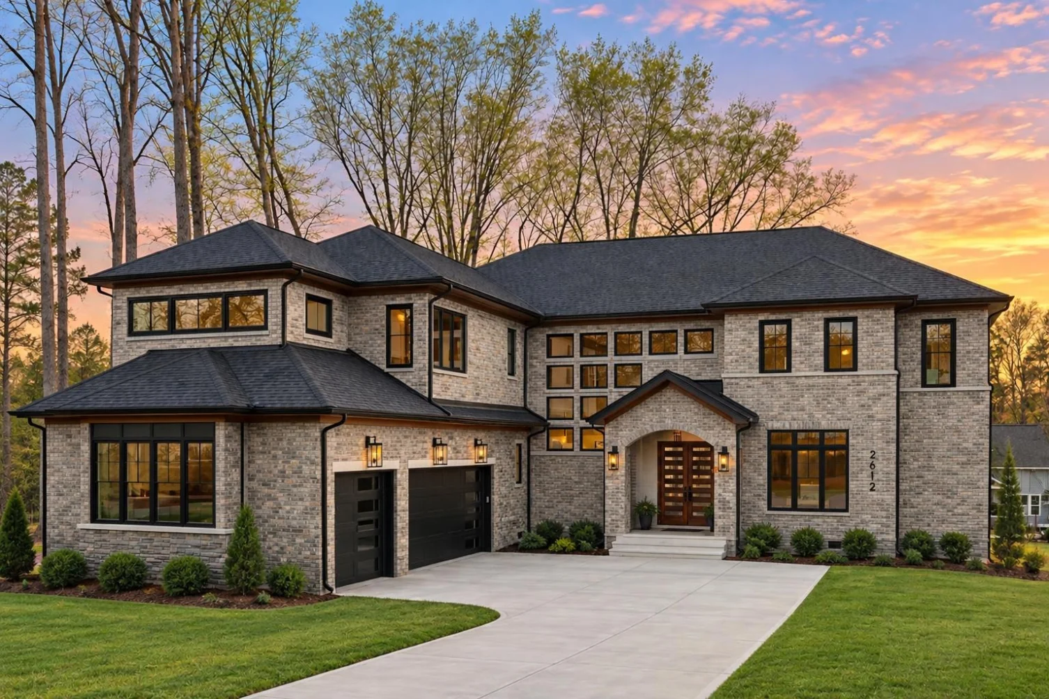 23-1897 HOUSE PLAN – Modern Contemporary Home Plan – 5-Bed, 5-Bath, 4,557 SF - Modern Brick, AI-generated exterior concept
