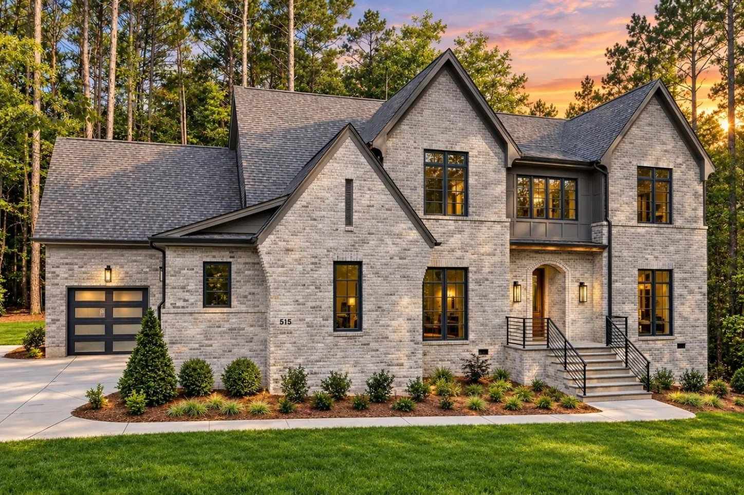 23-1210 HOUSE PLAN – Modern Tudor Home Plan – 5-Bed, 5-Bath, 4,304 SF - Modern Brick, AI-generated exterior concept