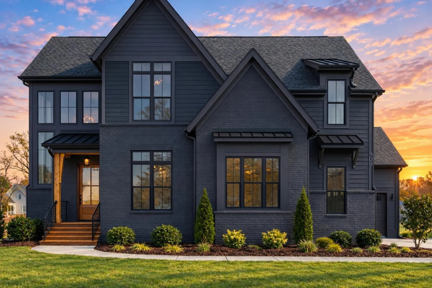 23-1335 HOUSE PLAN – Modern Farmhouse Home Plan – 5-Bed, 4.5-Bath, 3,278 SF - Modern Dark, AI-generated exterior concept