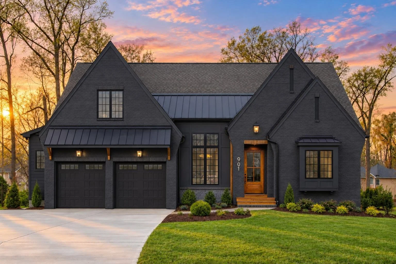 23-1462 HOUSE PLAN – Modern European Farmhouse Home Plan – 4-Bed, 3.5-Bath, 3,110 SF - Modern Dark, AI-generated exterior concept