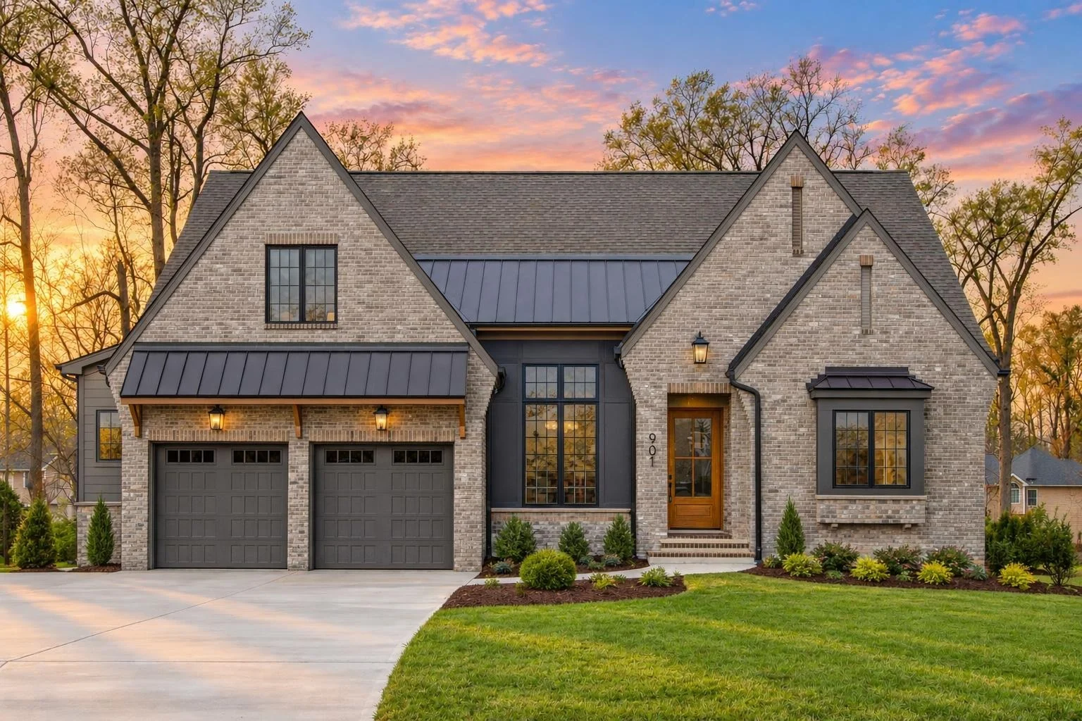 23-1462 HOUSE PLAN – Modern European Farmhouse Home Plan – 4-Bed, 3.5-Bath, 3,110 SF - Modern Brick, AI-generated exterior concept