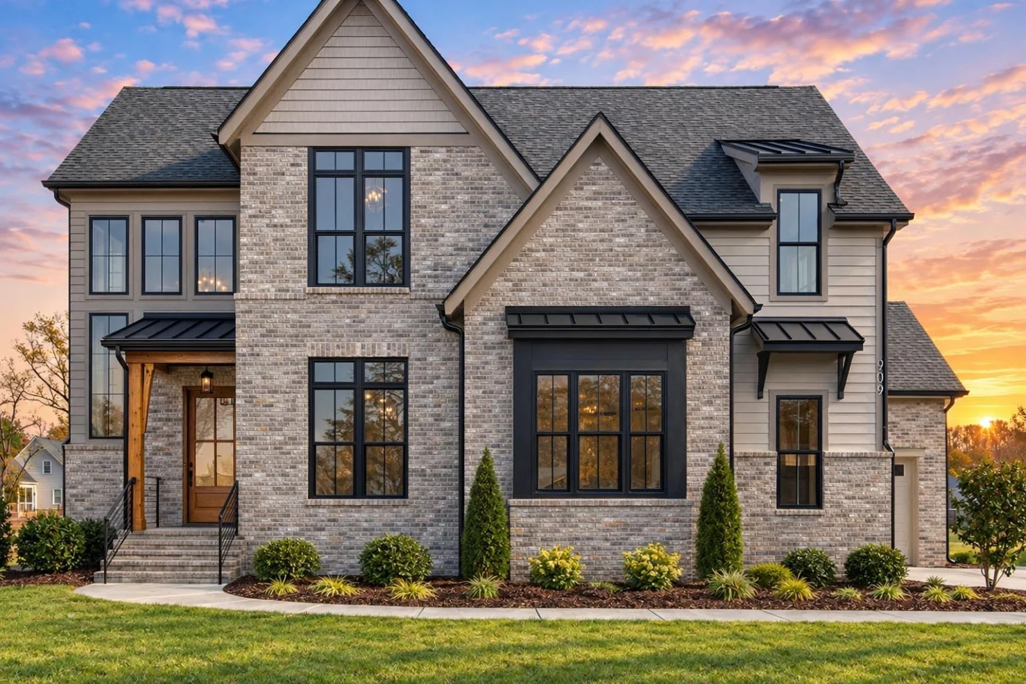 23-1335 HOUSE PLAN – Modern Farmhouse Home Plan – 5-Bed, 4.5-Bath, 3,278 SF - Modern Brick, AI-generated exterior concept