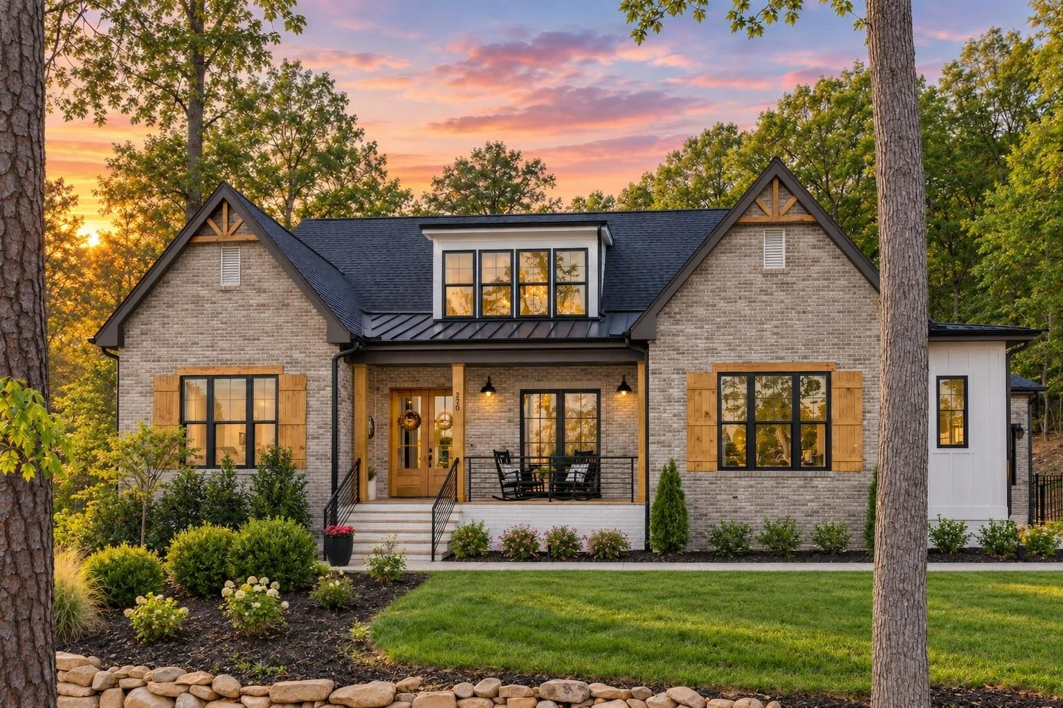 23-2003 HOUSE PLAN – Modern Farmhouse Home Plan – 4-Bed, 4-Bath, 3,597 SF - Modern Brick, AI-generated exterior concept