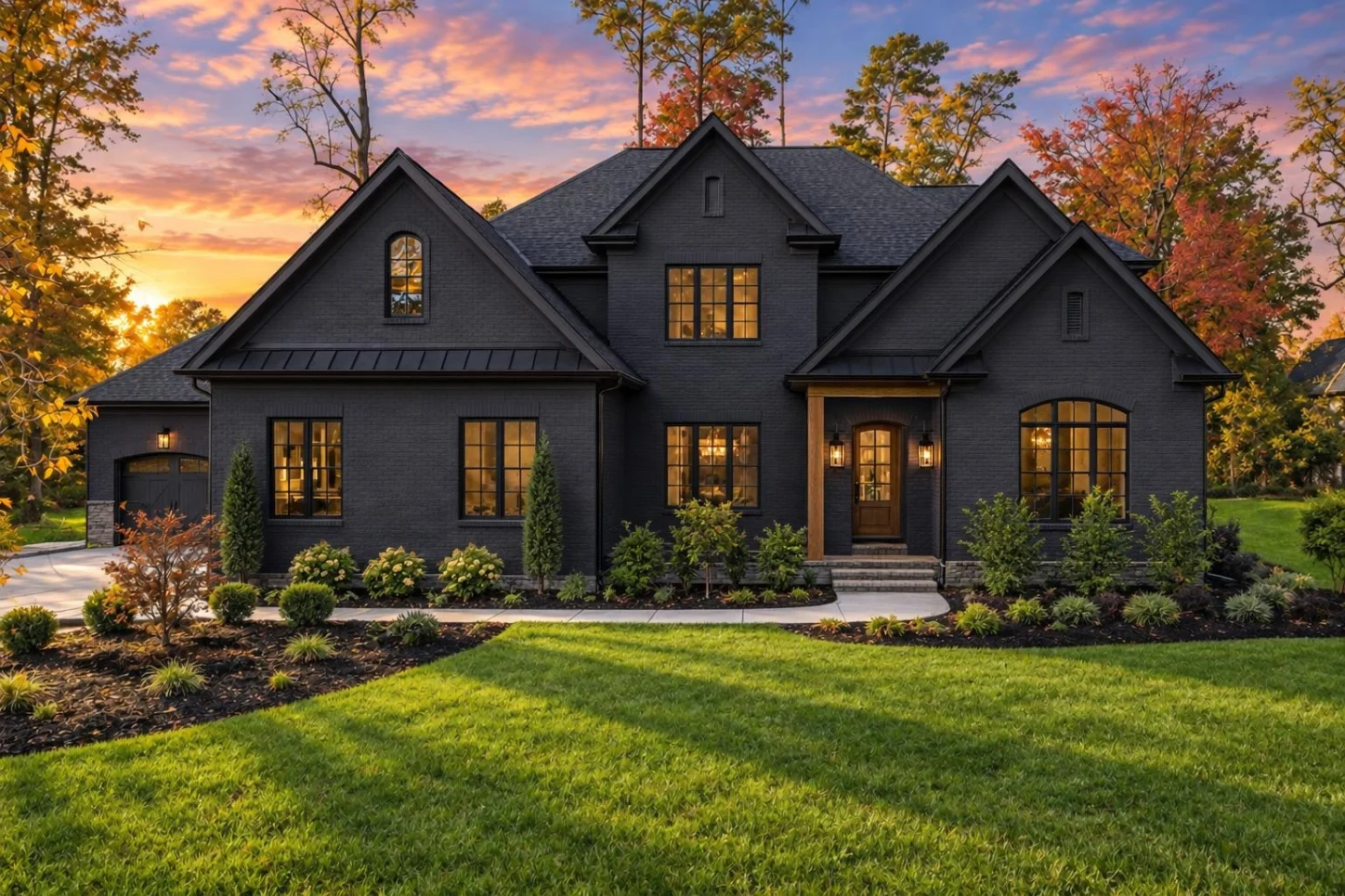 23-1944 HOUSE PLAN – Modern Tudor Home Plan – 5-Bed, 5-Bath, 5,465 SF - Modern Dark, AI-generated exterior concept