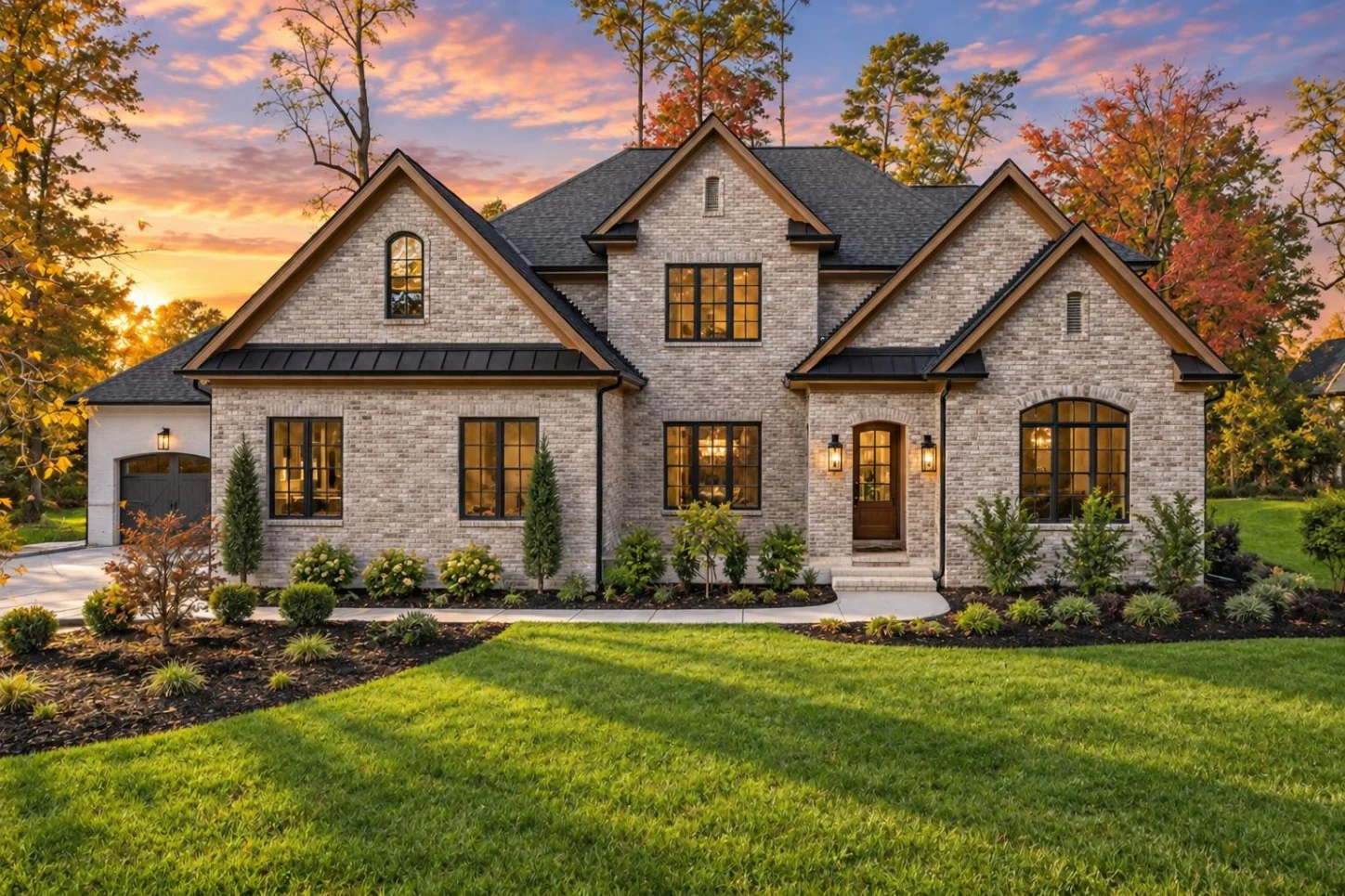 23-1944 HOUSE PLAN – Modern Tudor Home Plan – 5-Bed, 5-Bath, 5,465 SF - Modern Brick, AI-generated exterior concept