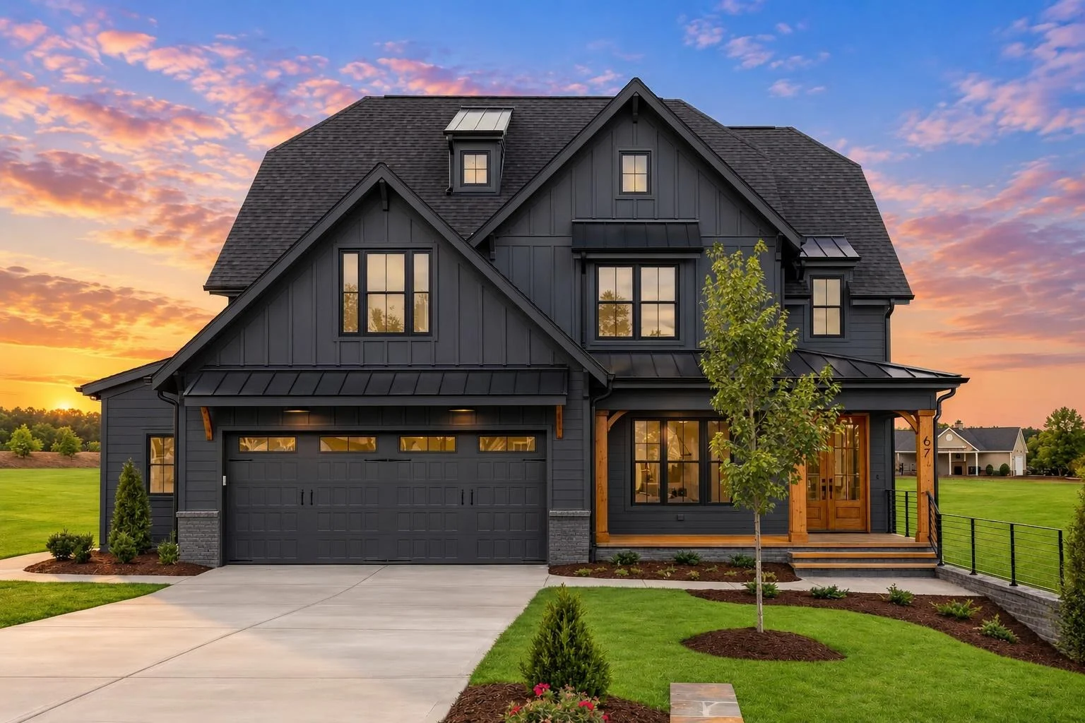 23-1180 HOUSE PLAN – Modern Farmhouse Home Plan – 4-Bed, 4-Bath, 2,758 SF - Modern Dark, AI-generated exterior concept