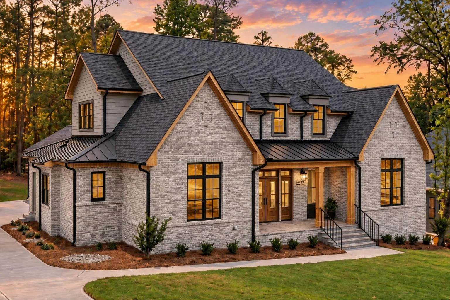 23-1869 HOUSE PLAN – Modern Farmhouse Home Plan – 4-Bed, 4.5-Bath, 3,783 SF - Modern Brick, AI-generated exterior concept