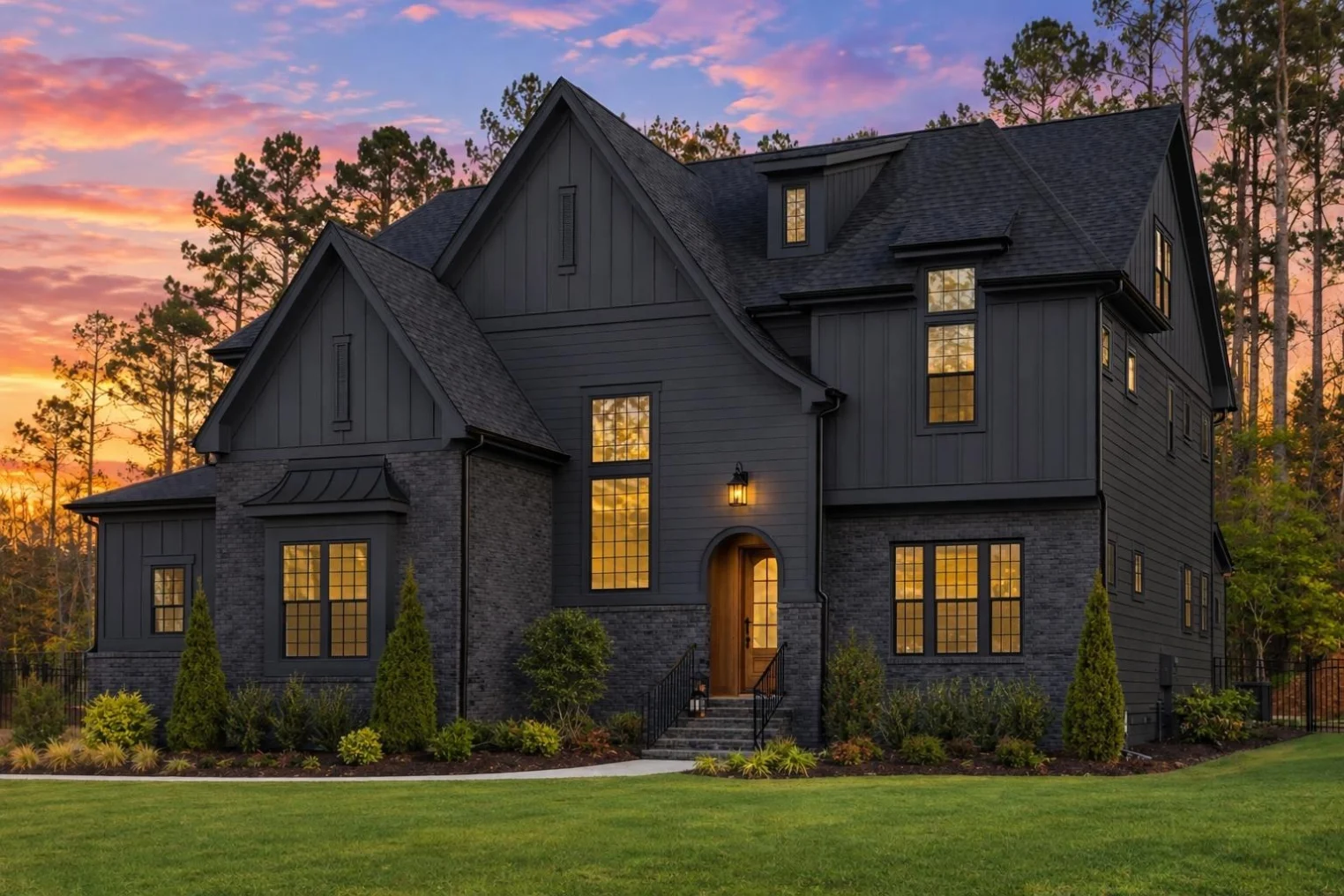 23-1899 HOUSE PLAN – Modern Farmhouse Home Plan – 4-Bed, 5-Bath, 4,272 SF - Modern Dark, AI-generated exterior concept
