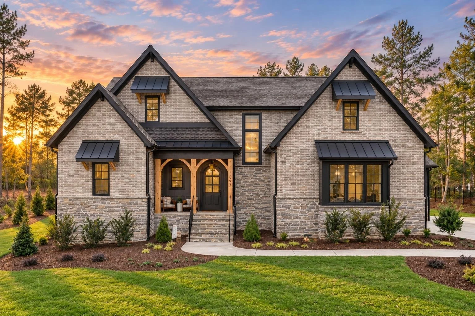 23-1854 HOUSE PLAN – Modern Farmhouse Home Plan – 4-Bed, 5-Bath, 3,721 SF - Modern Brick, AI-generated exterior concept