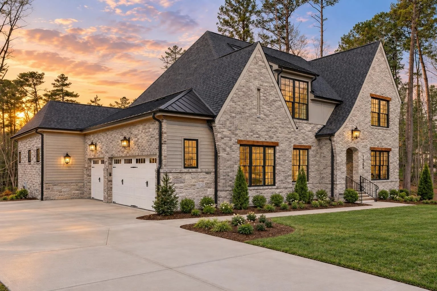 23-1864 HOUSE PLAN – Modern Tudor Home Plan – 4-Bed, 5-Bath, 4,253 SF - Modern Brick, AI-generated exterior concept