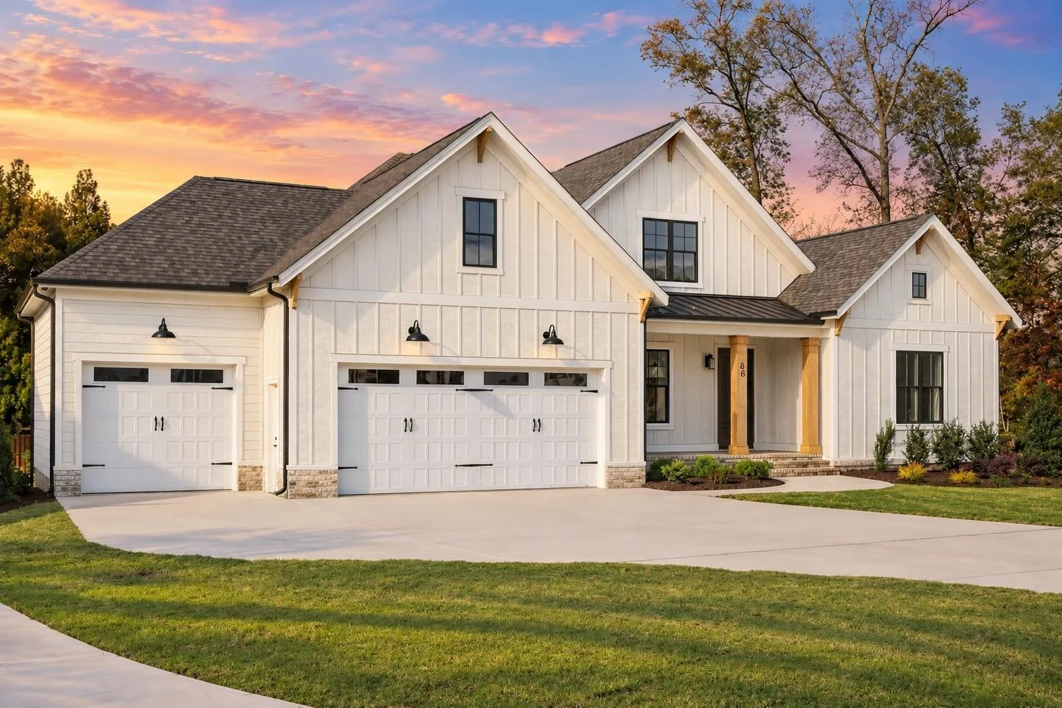 23-1744 HOUSE PLAN – Modern Farmhouse Home Plan – 5-Bed, 3.5-Bath, 3,115 SF - Warm Natural, AI-generated exterior concept
