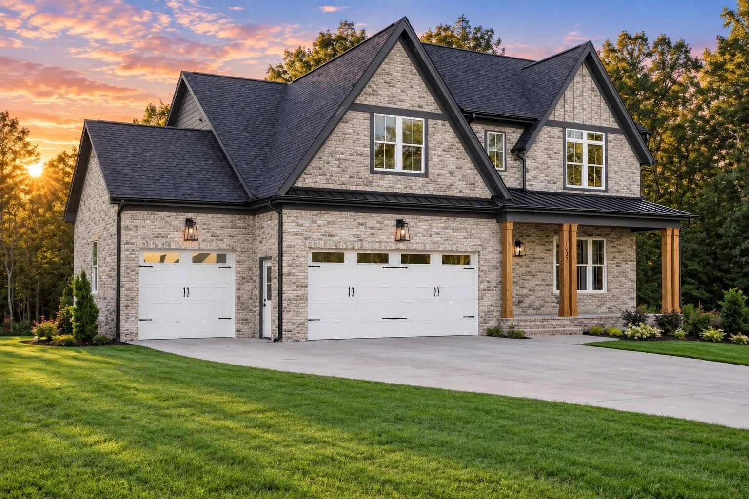 23-1004B HOUSE PLAN – Modern Farmhouse Home Plan – 4-Bed, 4-Bath, 3,104 SF - Modern Brick, AI-generated exterior concept