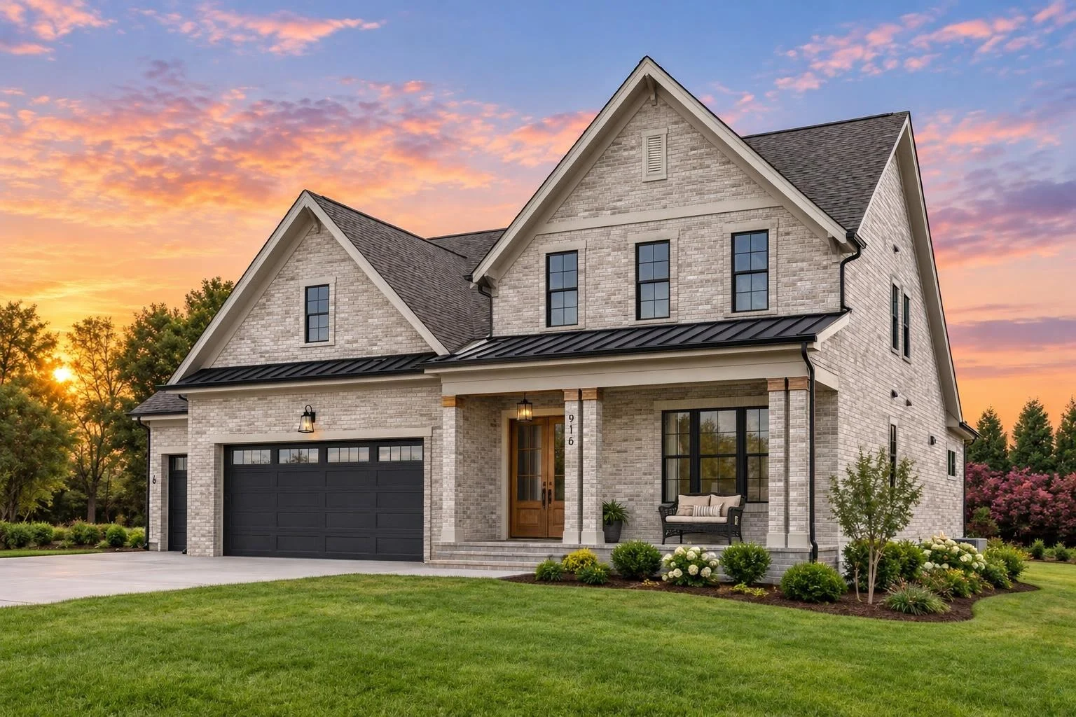 23-1004A HOUSE PLAN – Modern Farmhouse Home Plan – 4-Bed, 4.5-Bath, 3,088 SF - Modern Brick, AI-generated exterior concept
