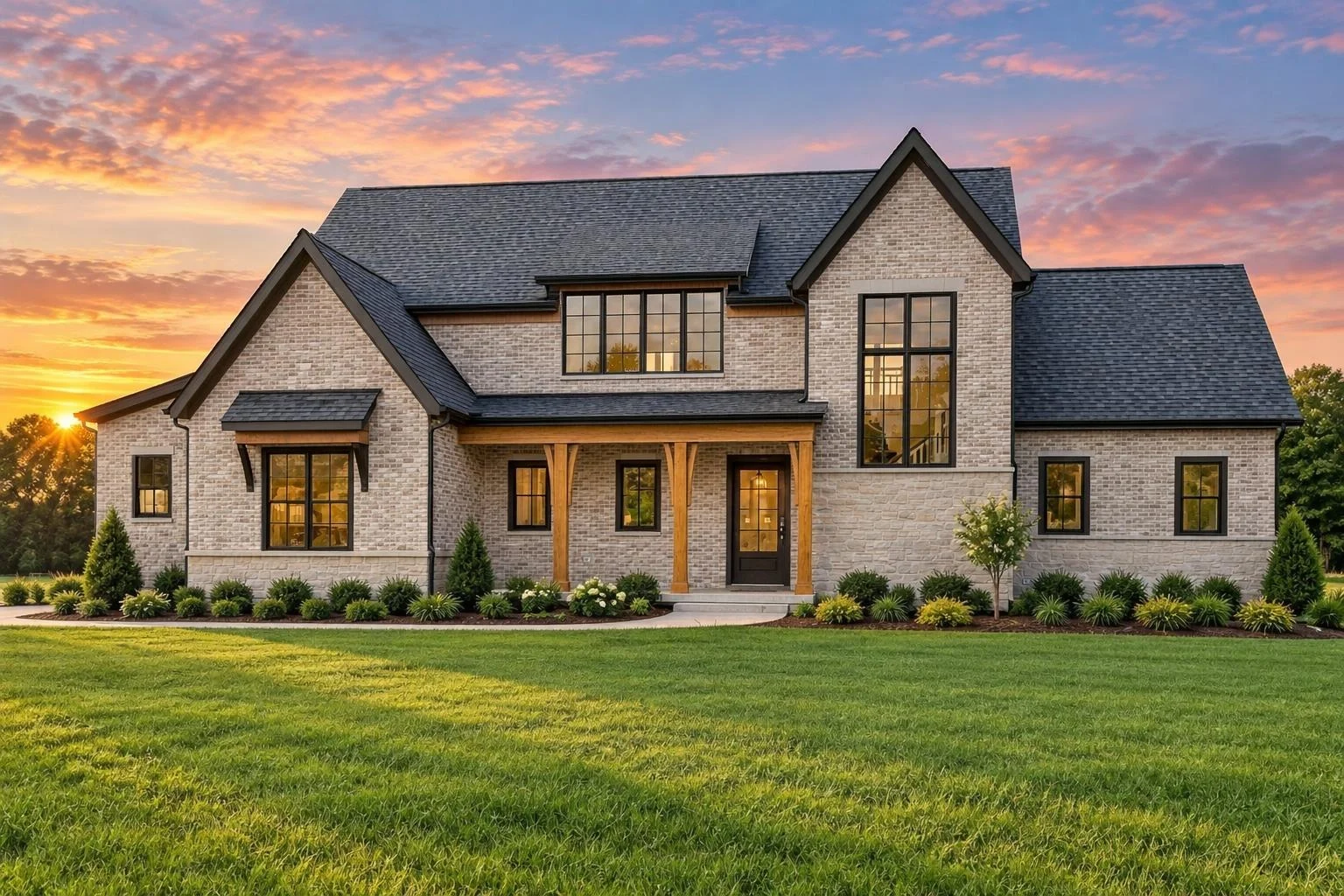 22-2093 HOUSE PLAN – Modern Farmhouse Home Plan – 4-Bed, 4.5-Bath, 3,281 SF - Modern Brick, AI-generated exterior concept
