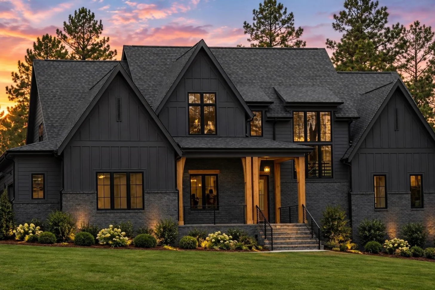22-1578 HOUSE PLAN – Modern Farmhouse Home Plan – 4-Bed, 4.5-Bath, 3,948 SF - Modern Dark, AI-generated exterior concept