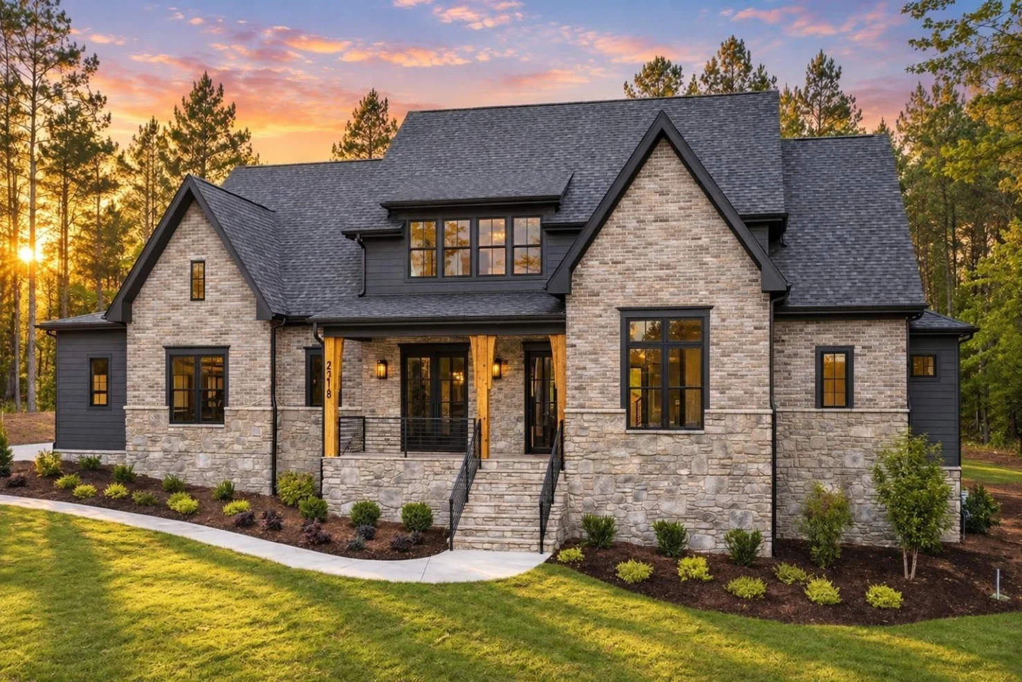 22-1197 HOUSE PLAN – Modern Farmhouse Home Plan – 4-Bed, 4.5-Bath, 3,446 SF - Modern Brick, AI-generated exterior concept