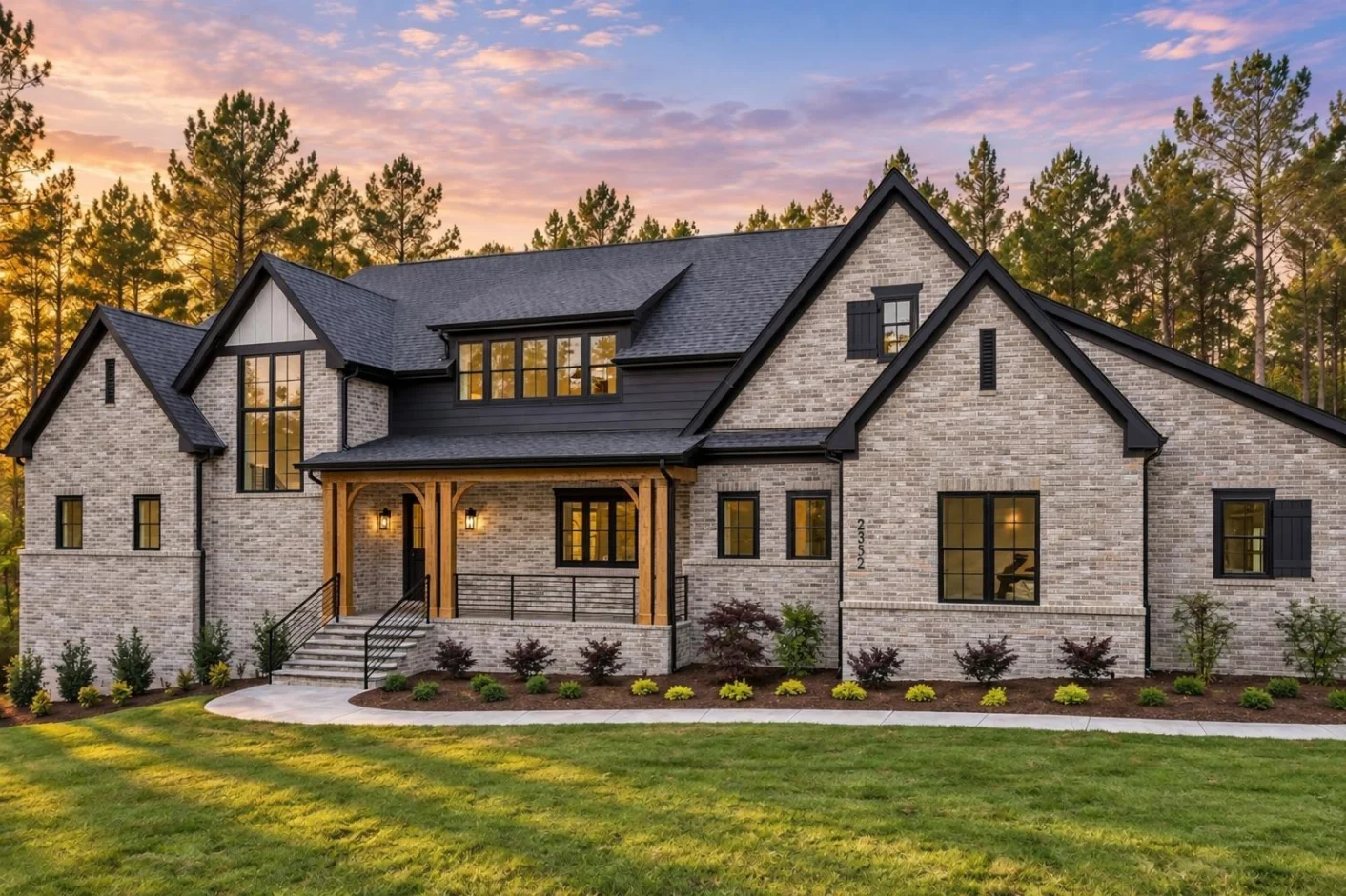 22-1130 HOUSE PLAN – Modern Farmhouse Home Plan – 4-Bed, 4.5-Bath, 3,636 SF - Modern Brick, AI-generated exterior concept