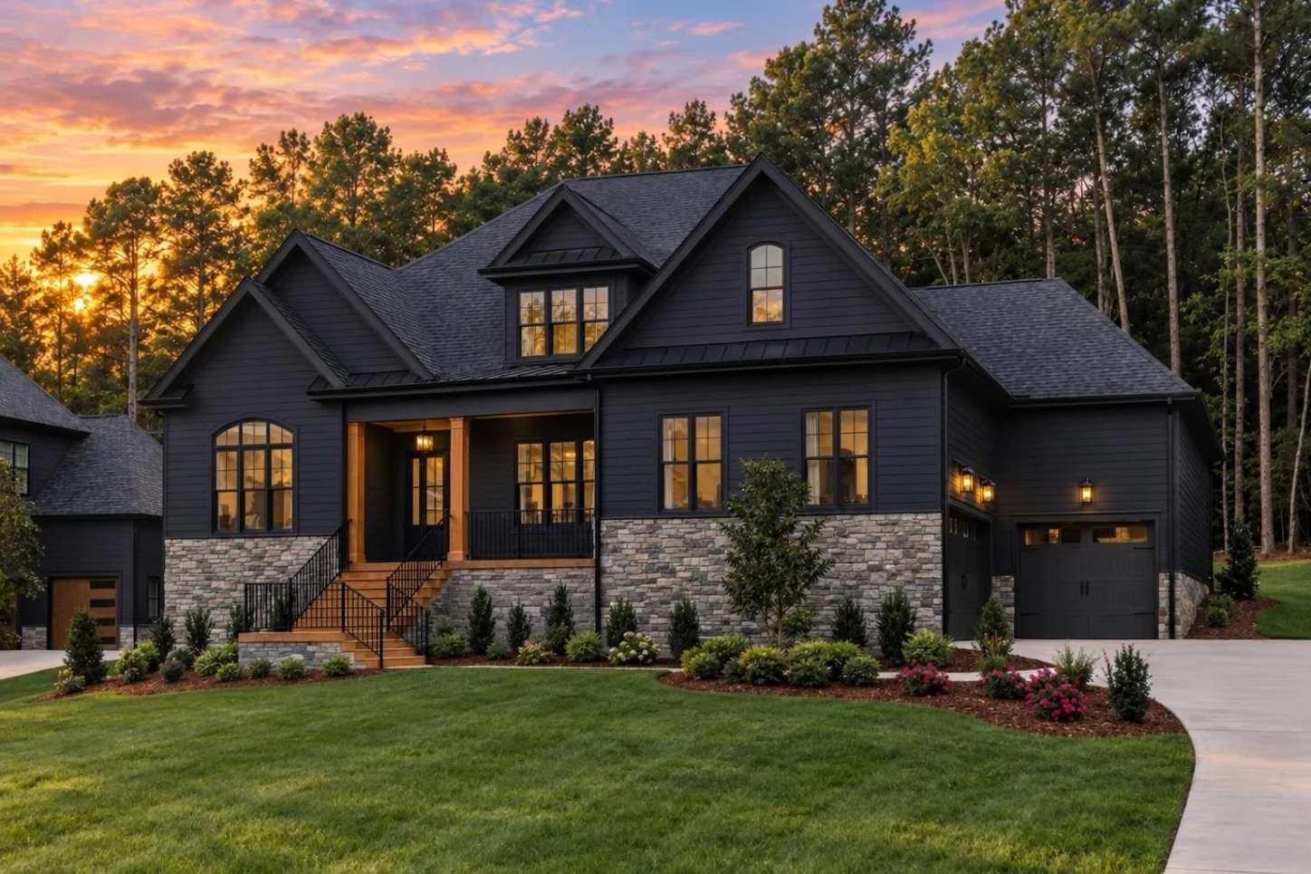 22-1395 HOUSE PLAN – Craftsman Home Plan – 4-Bed, 5-Bath, 4,490 SF - Modern Dark, AI-generated exterior concept