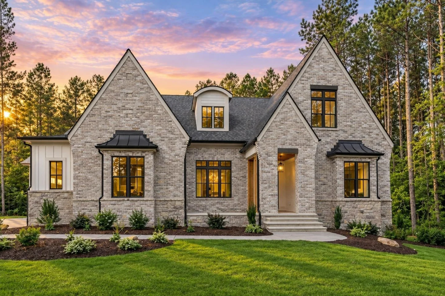 22-1187 HOUSE PLAN – Modern Tudor Home Plan – 5-Bed, 5-Bath, 3,879 SF - Modern Brick, AI-generated exterior concept