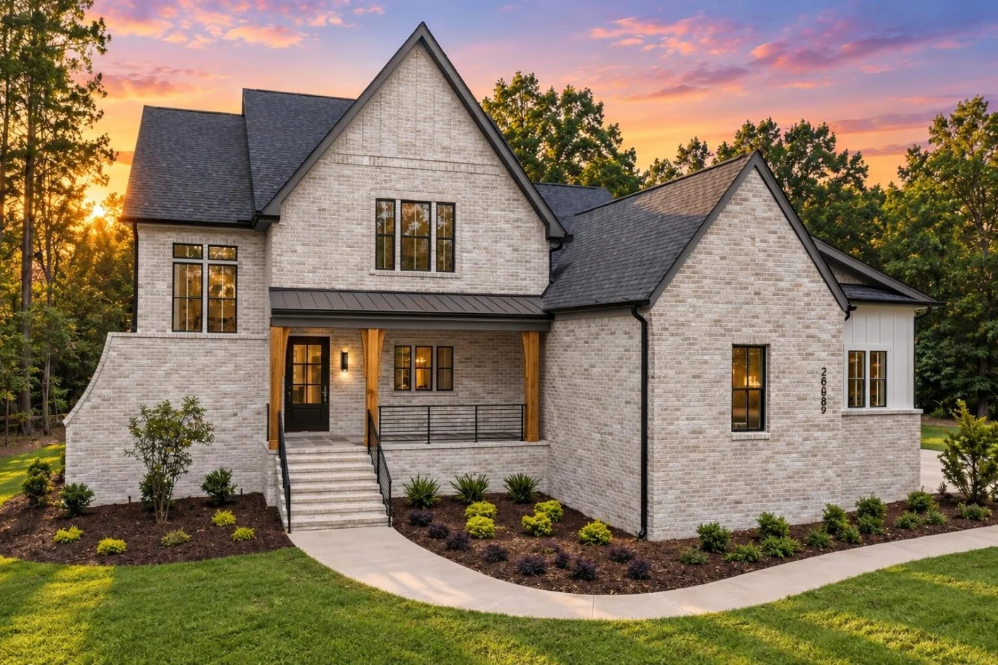 22-1027 HOUSE PLAN – Modern Farmhouse Home Plan – 3-Bed, 3.5-Bath, 3,083 SF - Modern Brick, AI-generated exterior concept