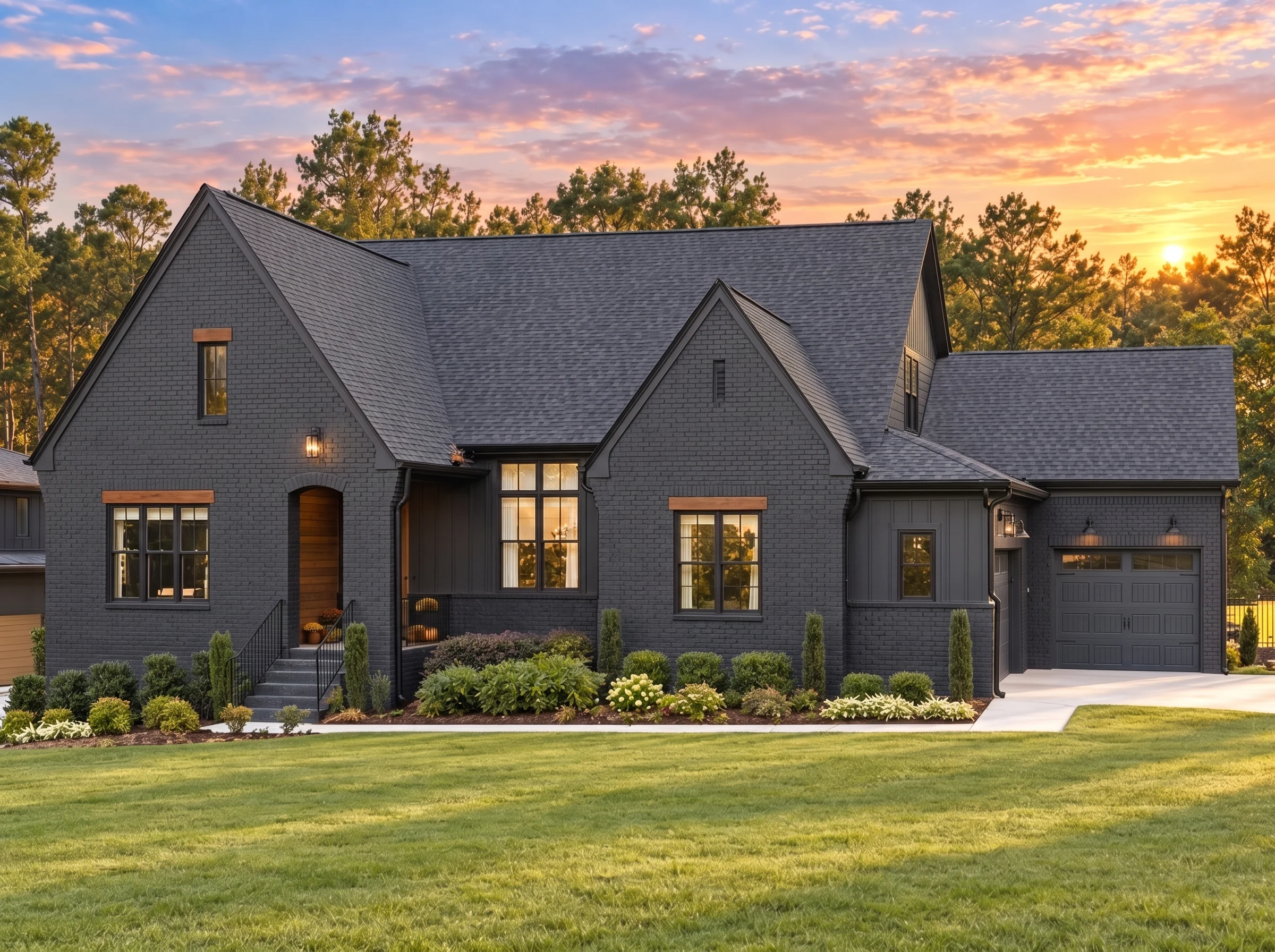 22-1154 HOUSE PLAN – Modern Farmhouse Home Plan – 4-Bed, 5-Bath, 3,691 SF - Modern Dark, AI-generated exterior concept