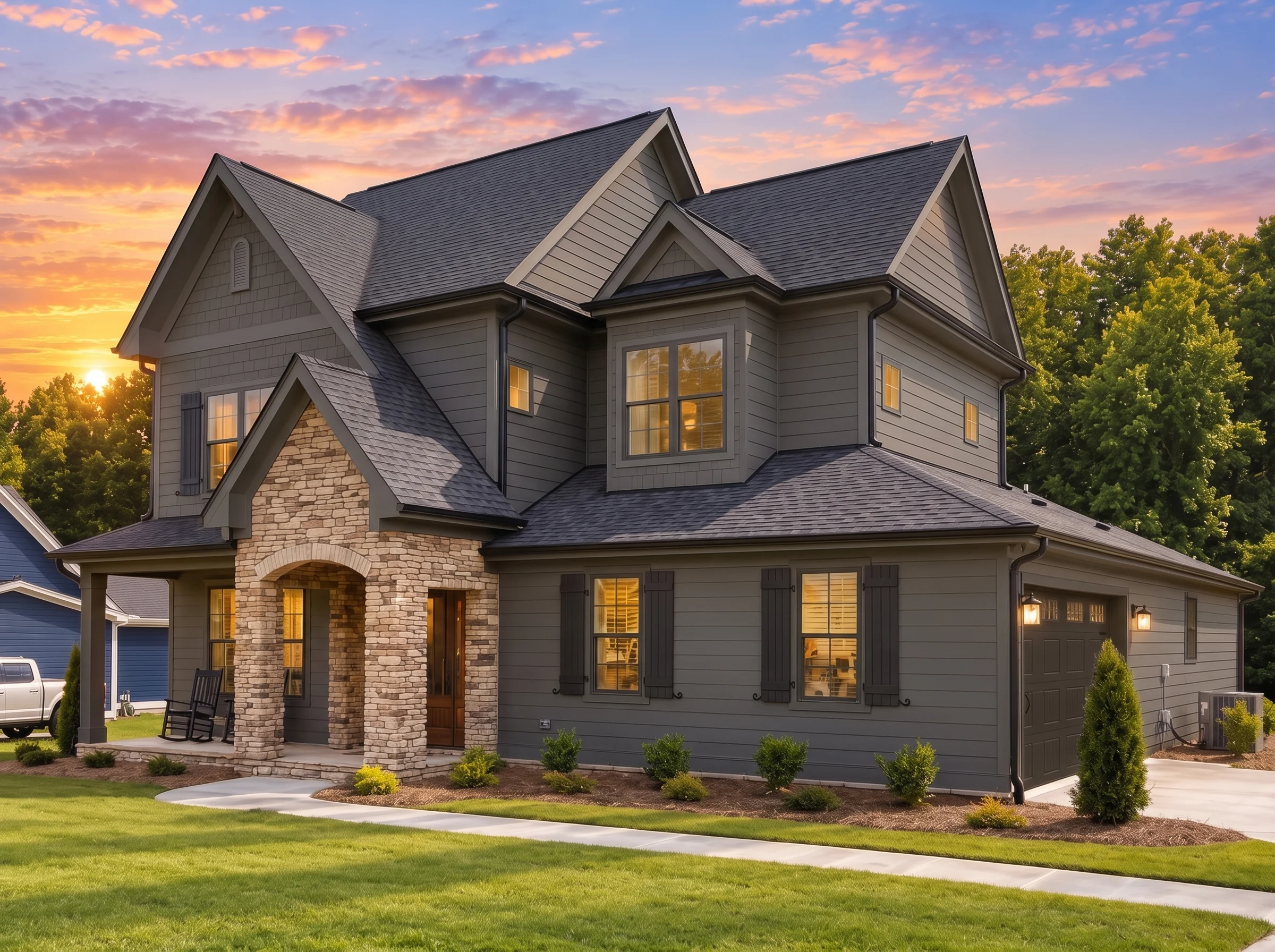 22-1573 HOUSE PLAN – Modern Craftsman Home Plan – 4-Bed, 2.5-Bath, 2,604 SF - Modern Dark, AI-generated exterior concept