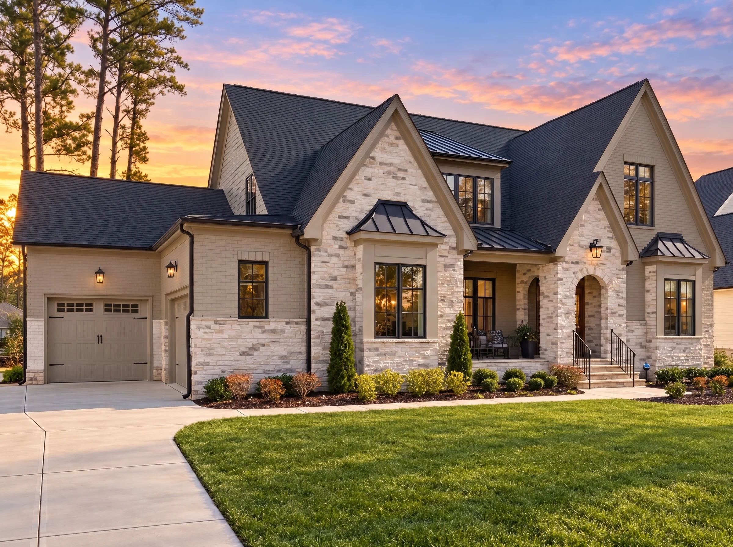 22-1129 HOUSE PLAN – French Country Home Plan – 6-Bed, 5-Bath, 4,620 SF - Warm Natural, AI-generated exterior concept