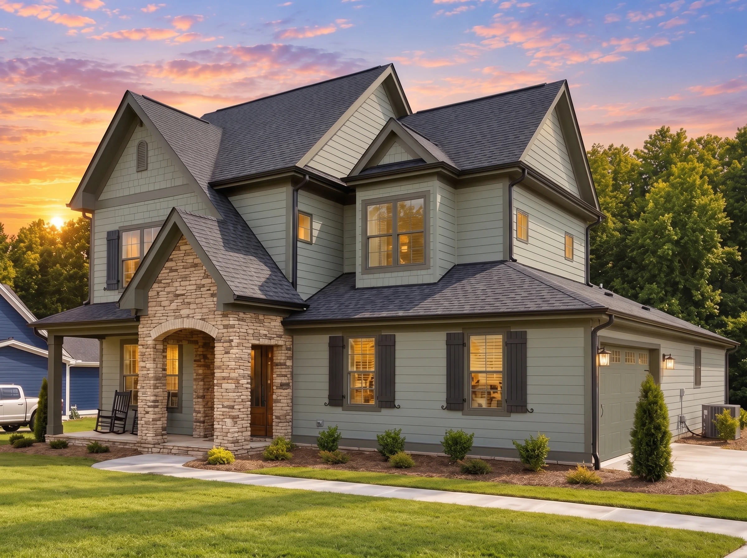22-1573 HOUSE PLAN – Modern Craftsman Home Plan – 4-Bed, 2.5-Bath, 2,604 SF - Modern Brick, AI-generated exterior concept