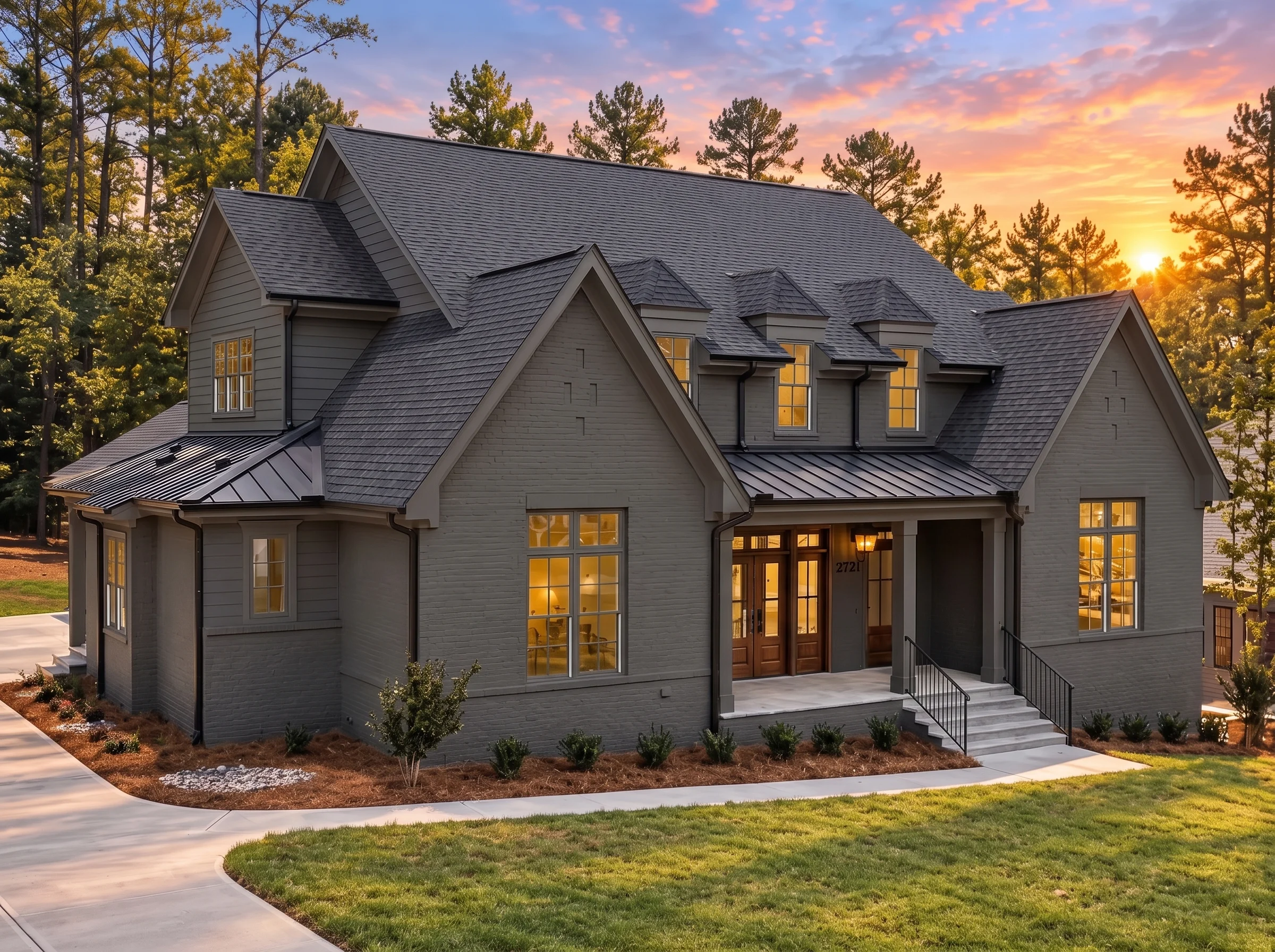 22-1293 HOUSE PLAN – Modern Farmhouse Home Plan – 4-Bed, 4.5-Bath, 3,783 SF - Modern Dark, AI-generated exterior concept