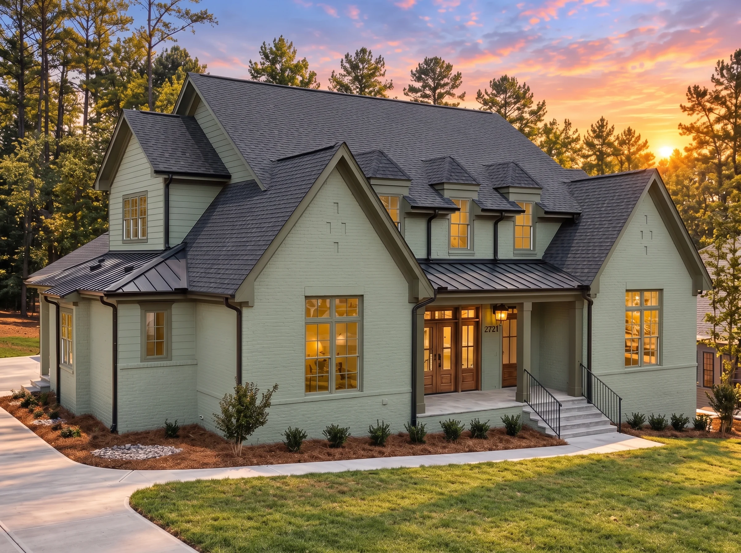 22-1293 HOUSE PLAN – Modern Farmhouse Home Plan – 4-Bed, 4.5-Bath, 3,783 SF - Modern Brick, AI-generated exterior concept