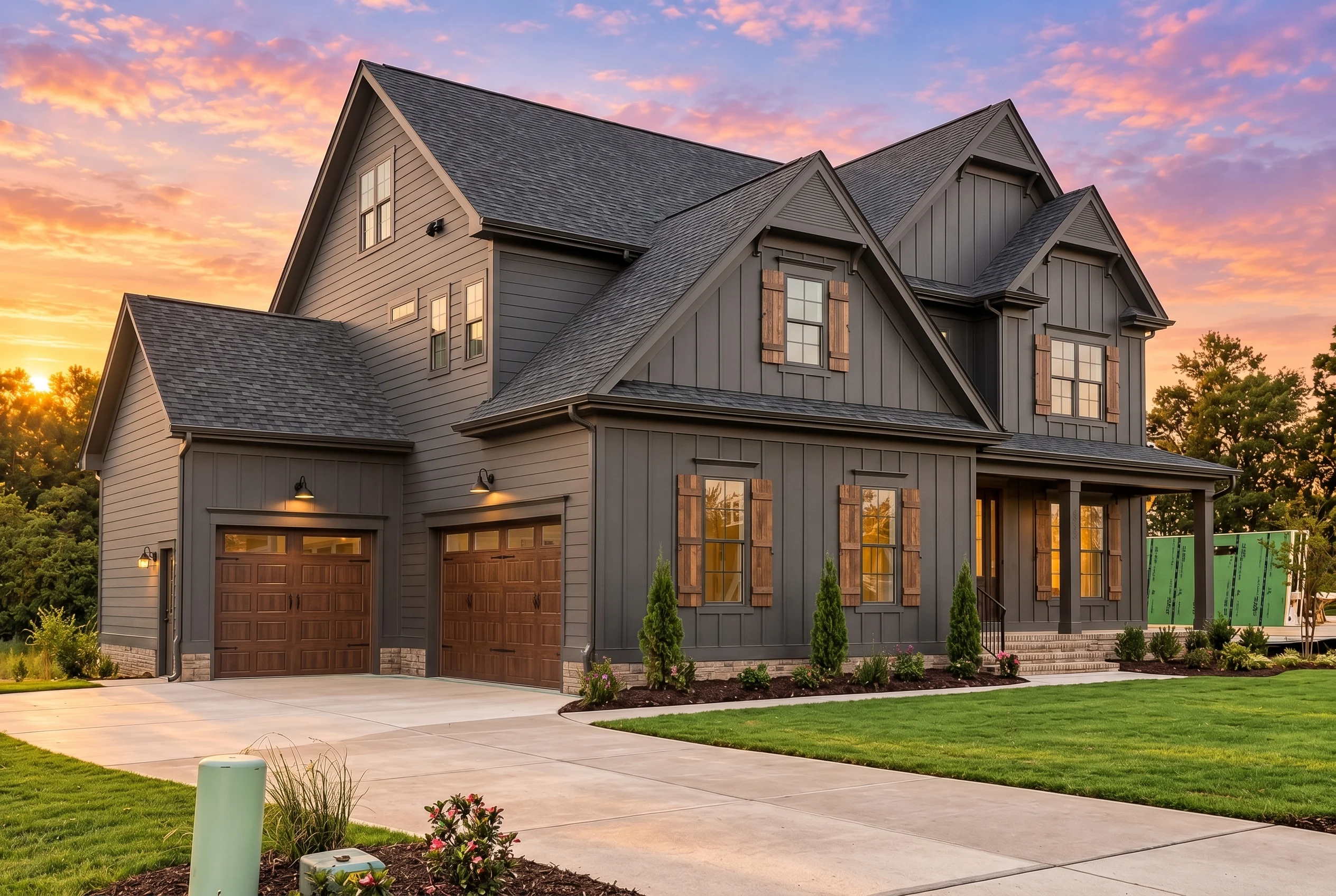 22-1875 HOUSE PLAN – Modern Farmhouse Home Plan – 4-Bed, 4-Bath, 3,239 SF - Modern Dark, AI-generated exterior concept