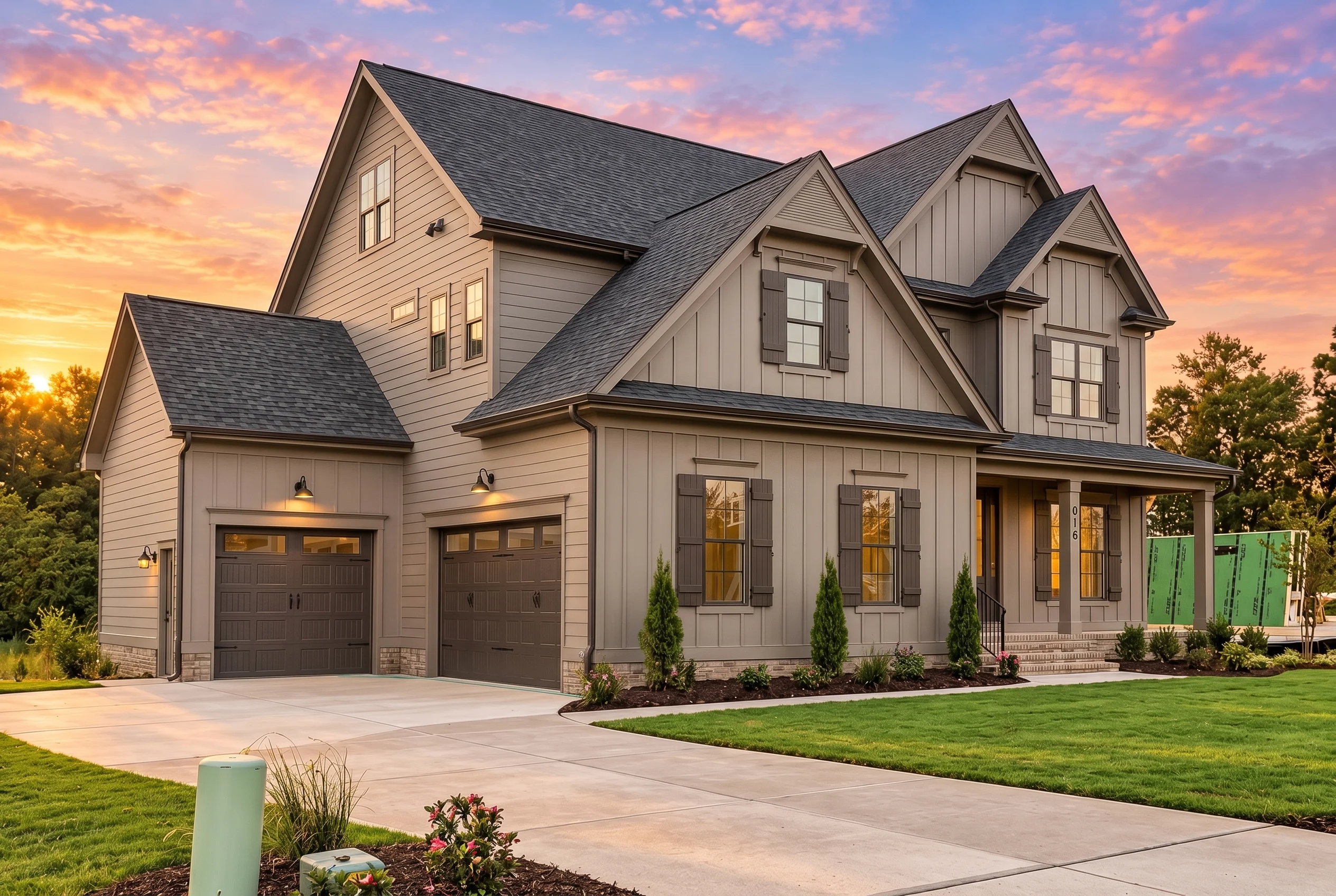 22-1875 HOUSE PLAN – Modern Farmhouse Home Plan – 4-Bed, 4-Bath, 3,239 SF - Warm Natural, AI-generated exterior concept