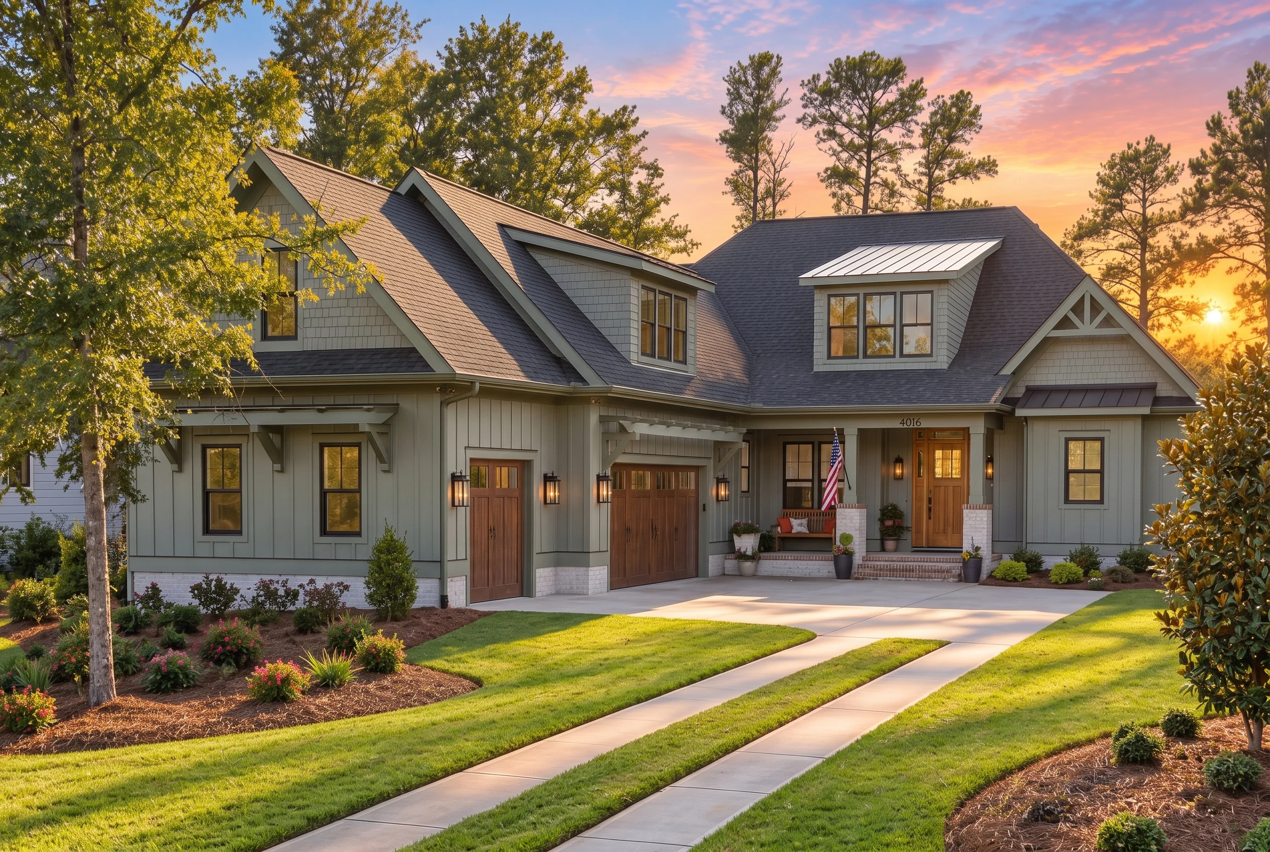 21-3333 HOUSE PLAN – Modern Farmhouse Home Plan – 3-Bed, 4-Bath, 3,481 SF - Modern Brick, AI-generated exterior concept