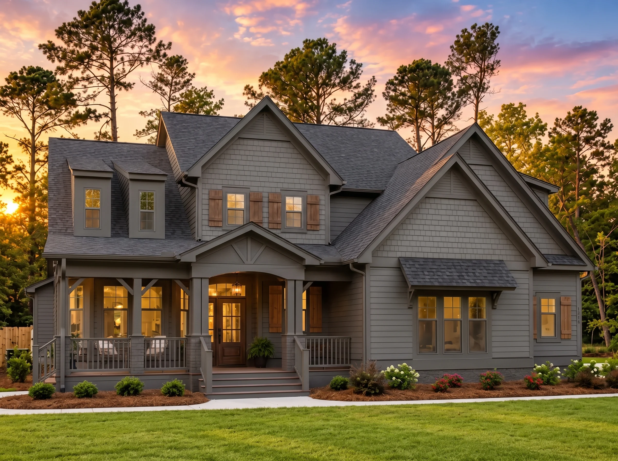 21-2673 HOUSE PLAN – Craftsman Home Plan – 3-Bed, 2.5-Bath, 2,592 SF - Modern Dark, AI-generated exterior concept