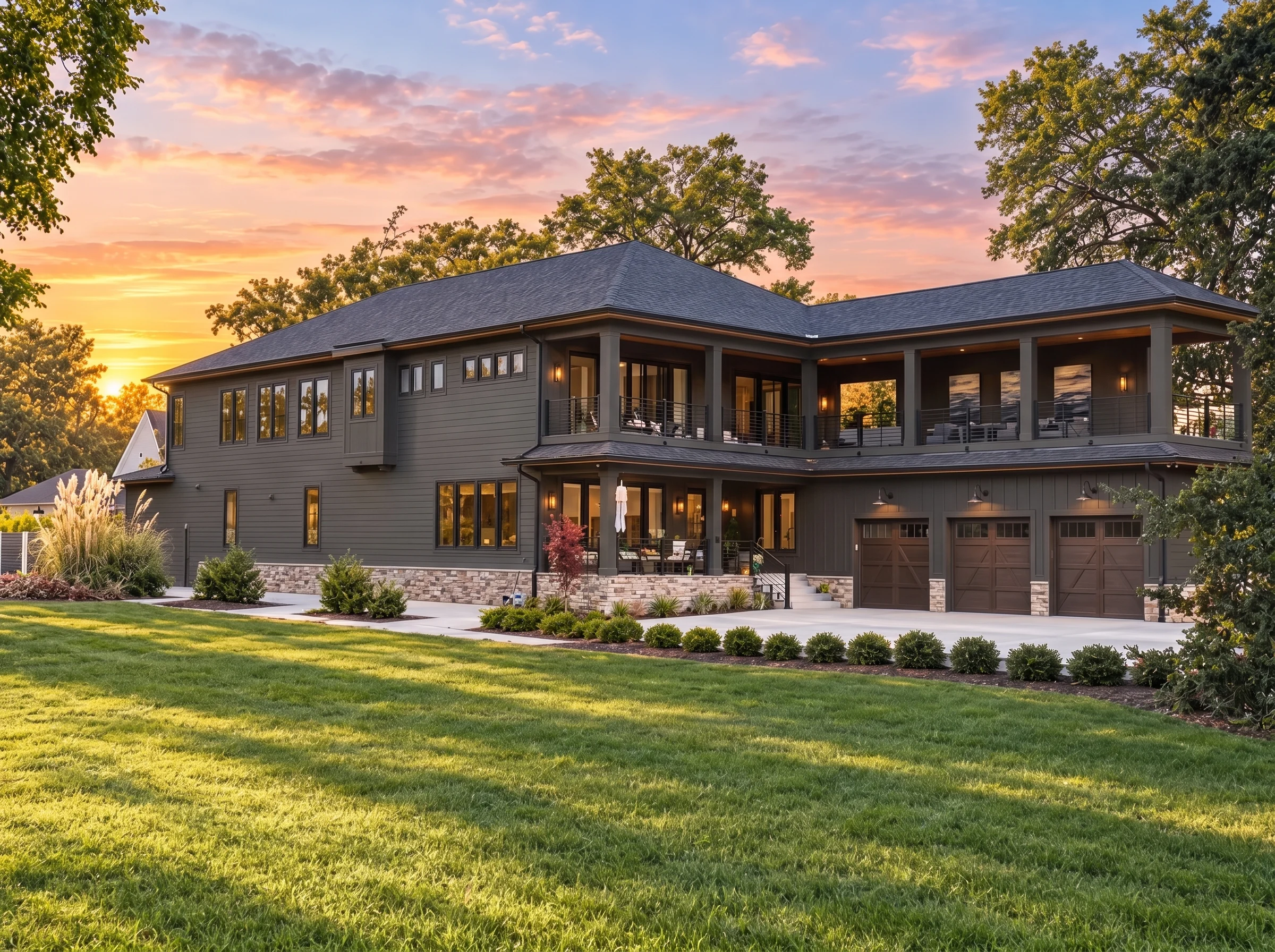 21-3272 HOUSE PLAN – Coastal Home Plan – 5-Bed, 4.5-Bath, 5,387 SF - Modern Dark, AI-generated exterior concept
