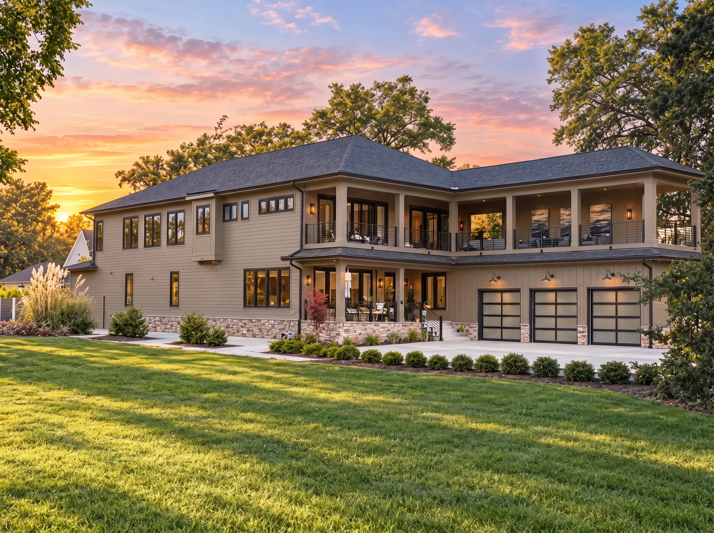 21-3272 HOUSE PLAN – Coastal Home Plan – 5-Bed, 4.5-Bath, 5,387 SF - Warm Natural, AI-generated exterior concept
