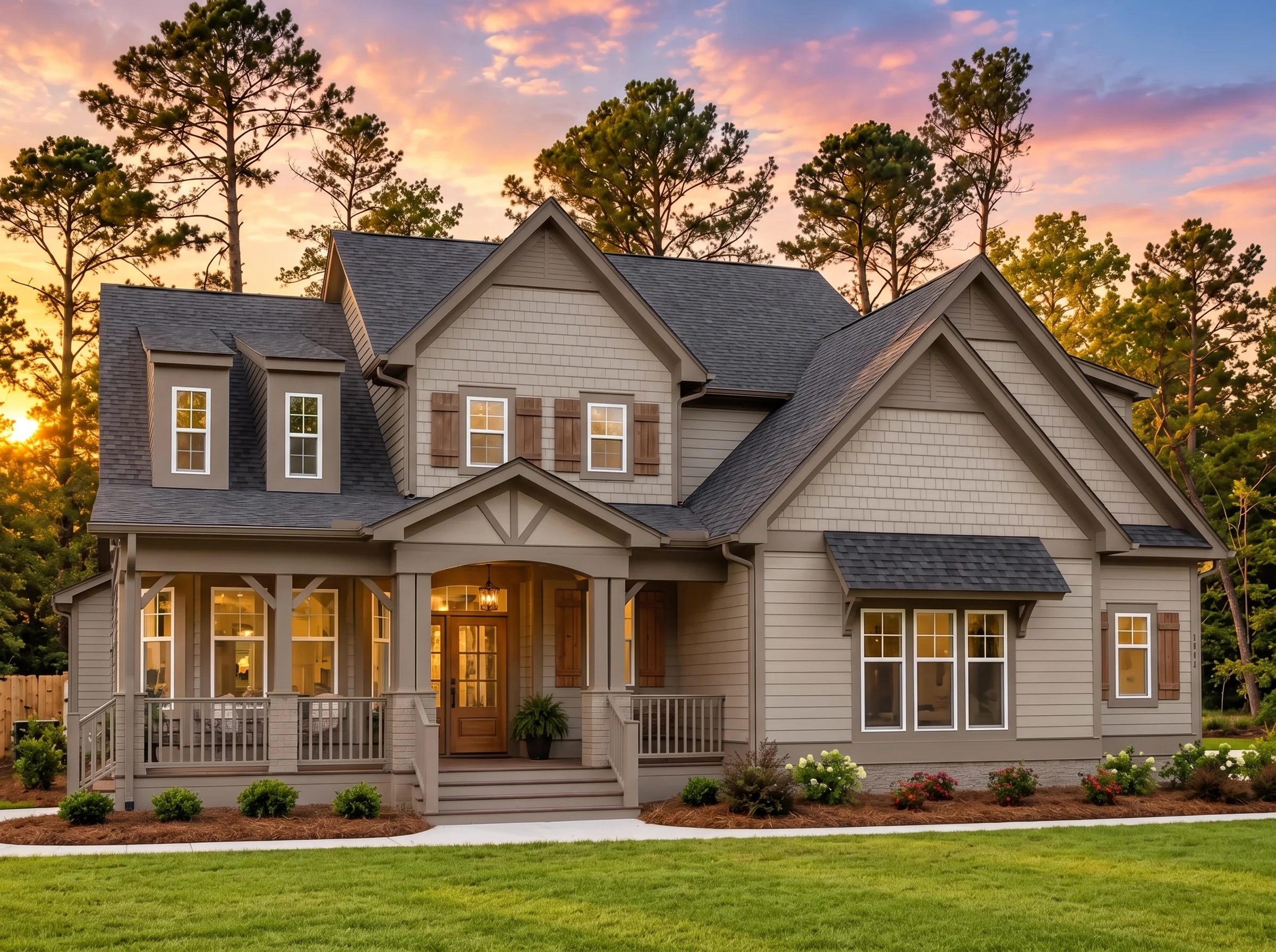 21-2673 HOUSE PLAN – Craftsman Home Plan – 3-Bed, 2.5-Bath, 2,592 SF - Warm Natural, AI-generated exterior concept
