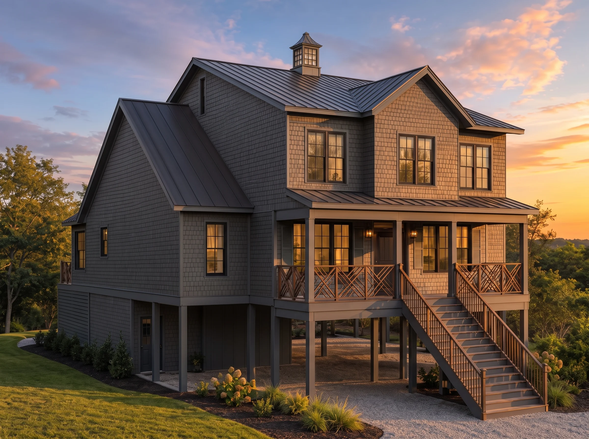 24-1622 HOUSE PLAN – Coastal Home Plan – 4-Bed, 4-Bath, 3,555 SF - Modern Dark, AI-generated exterior concept