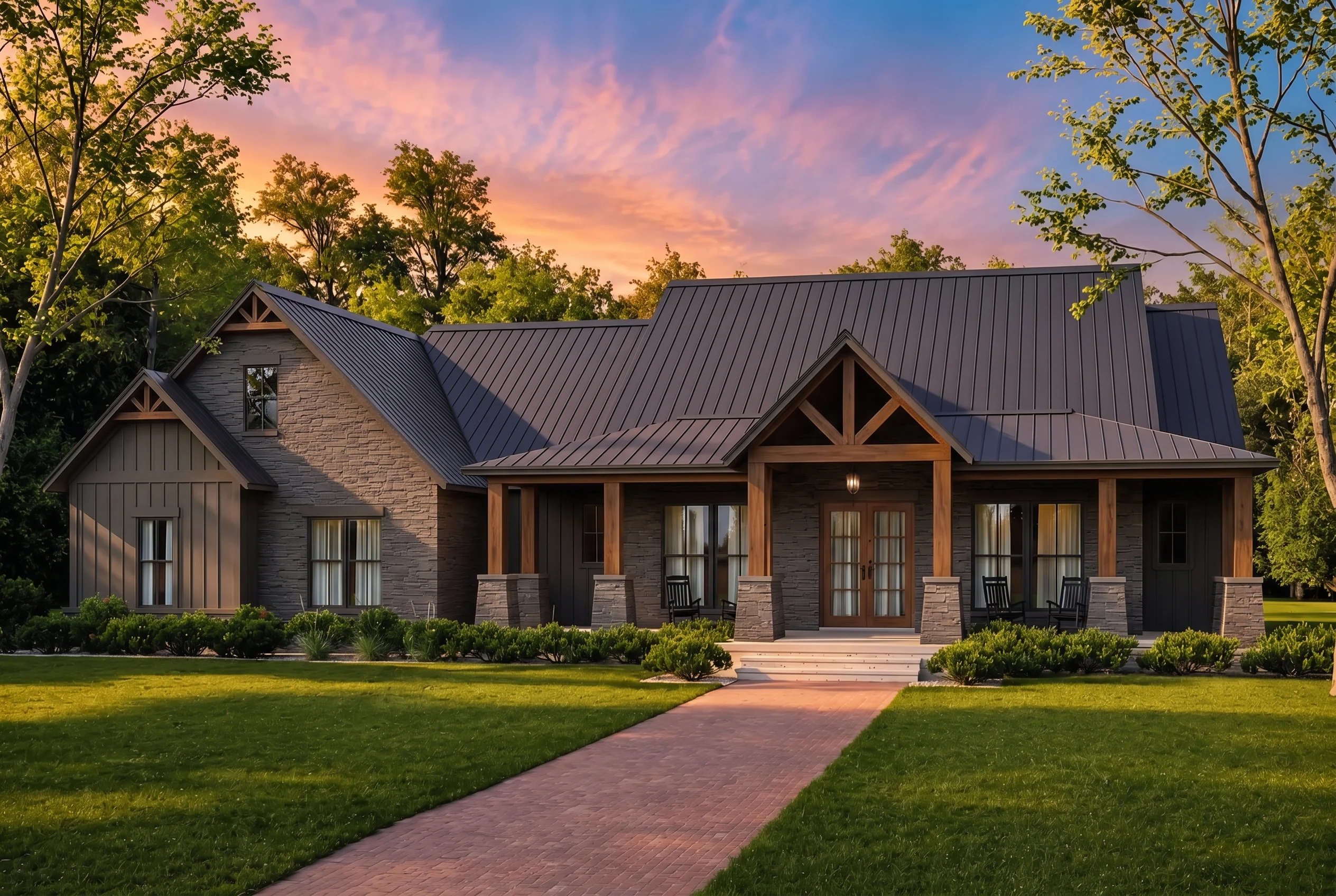24-1121 HOUSE PLAN – Modern Farmhouse Home Plan – 4-Bed, 3.5-Bath, 2,961 SF - Modern Dark, AI-generated exterior concept