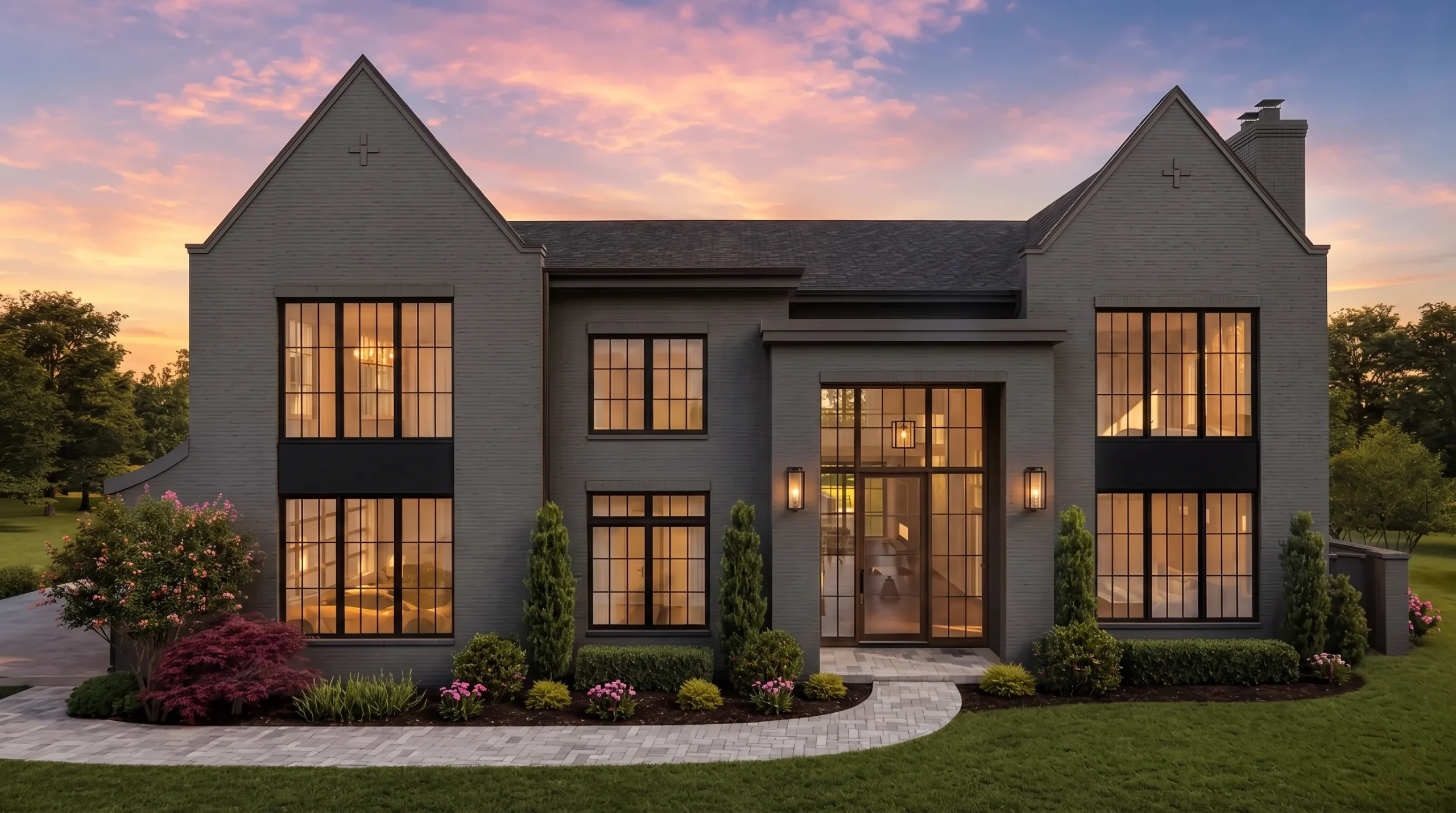 24-1826 HOUSE PLAN – Modern European Home Plan – 4-Bed, 5-Bath, 7,804 SF - Modern Dark, AI-generated exterior concept