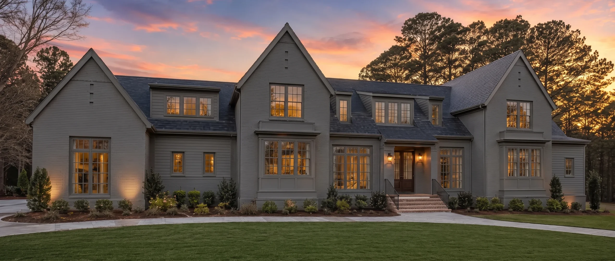 24-1637 HOUSE PLAN – Modern Tudor Home Plan – 5-Bed, 5-Bath, 5,458 SF - Modern Dark, AI-generated exterior concept