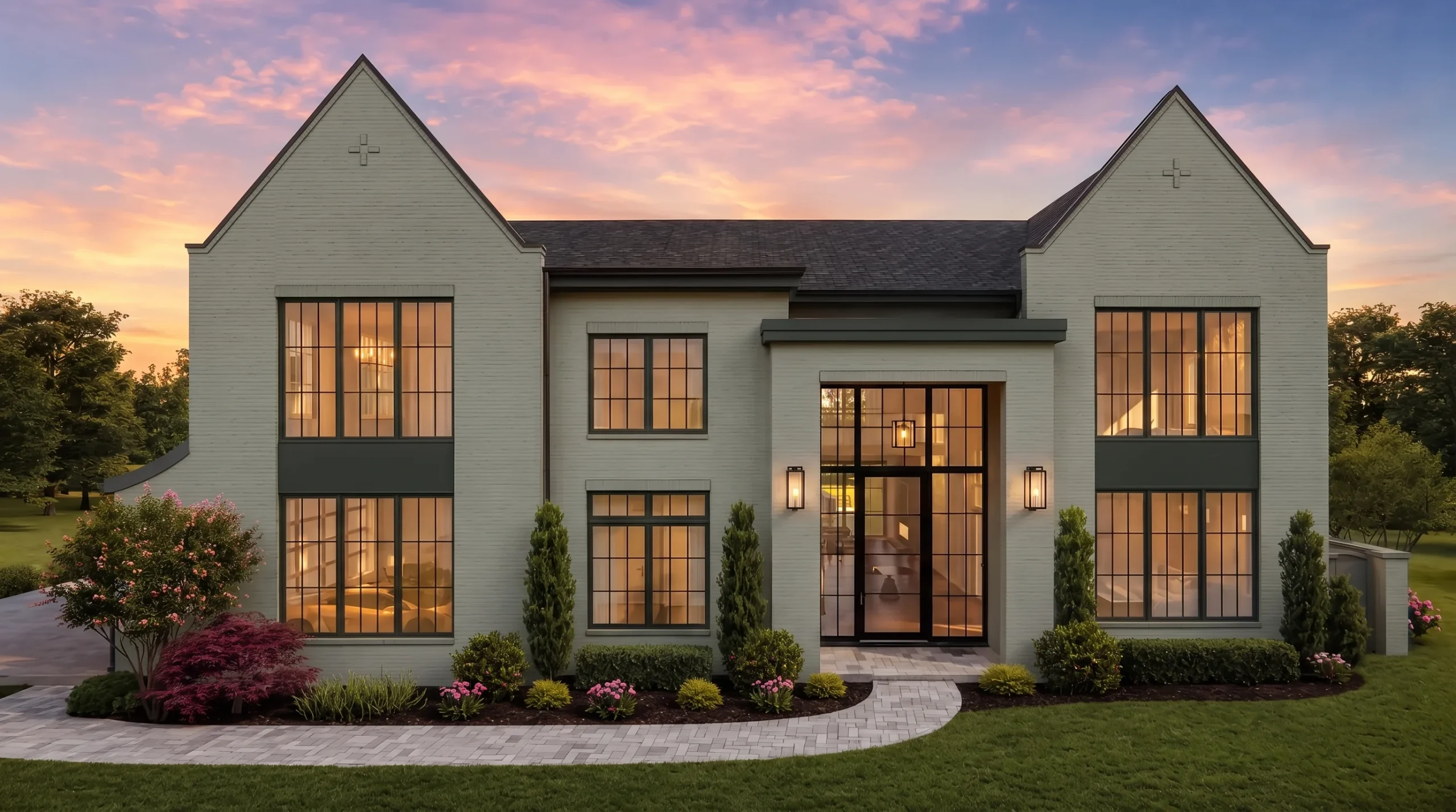 24-1826 HOUSE PLAN – Modern European Home Plan – 4-Bed, 5-Bath, 7,804 SF - Modern Brick, AI-generated exterior concept