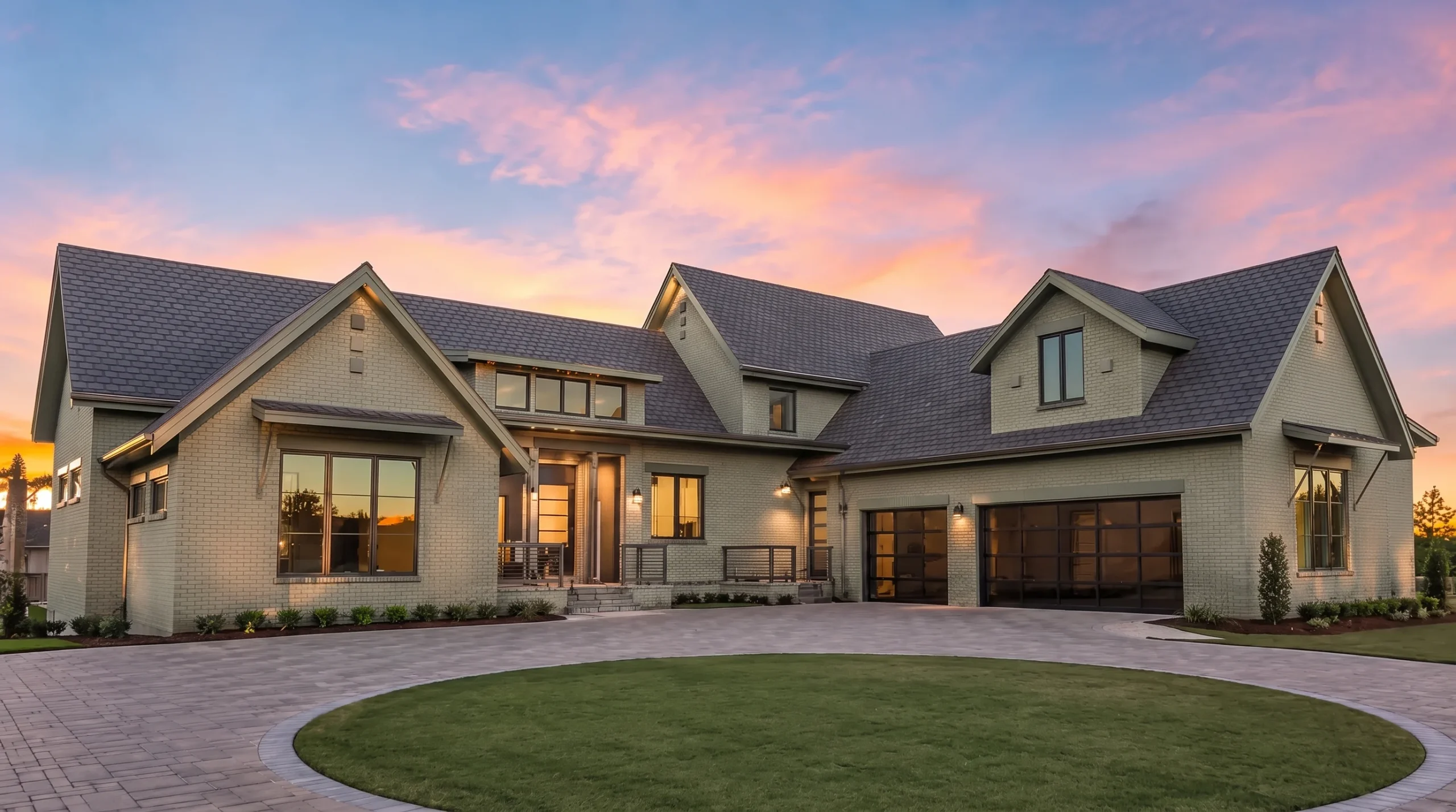 22-1821 HOUSE PLAN – French Country Home Plan – 3-Bed, 3-Bath, 2,530 SF - Modern Brick, AI-generated exterior concept