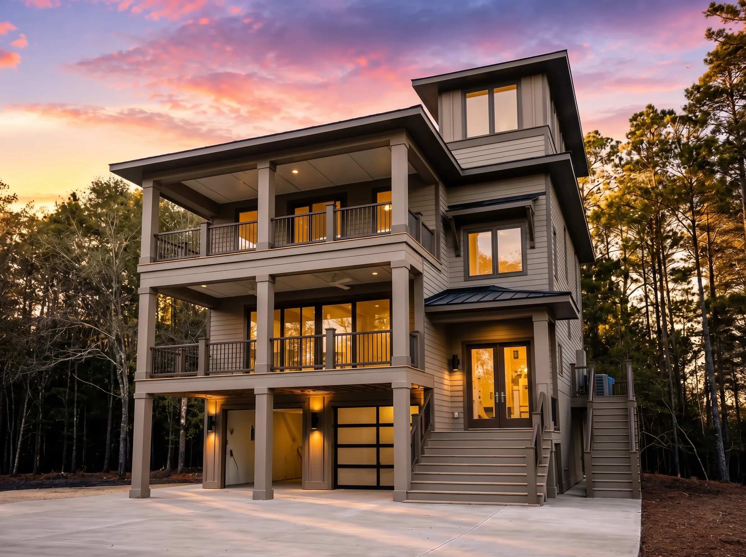 24-1356 HOUSE PLAN – Coastal Home Plan – 4-Bed, 4.5-Bath, 2,660 SF - Warm Natural, AI-generated exterior concept