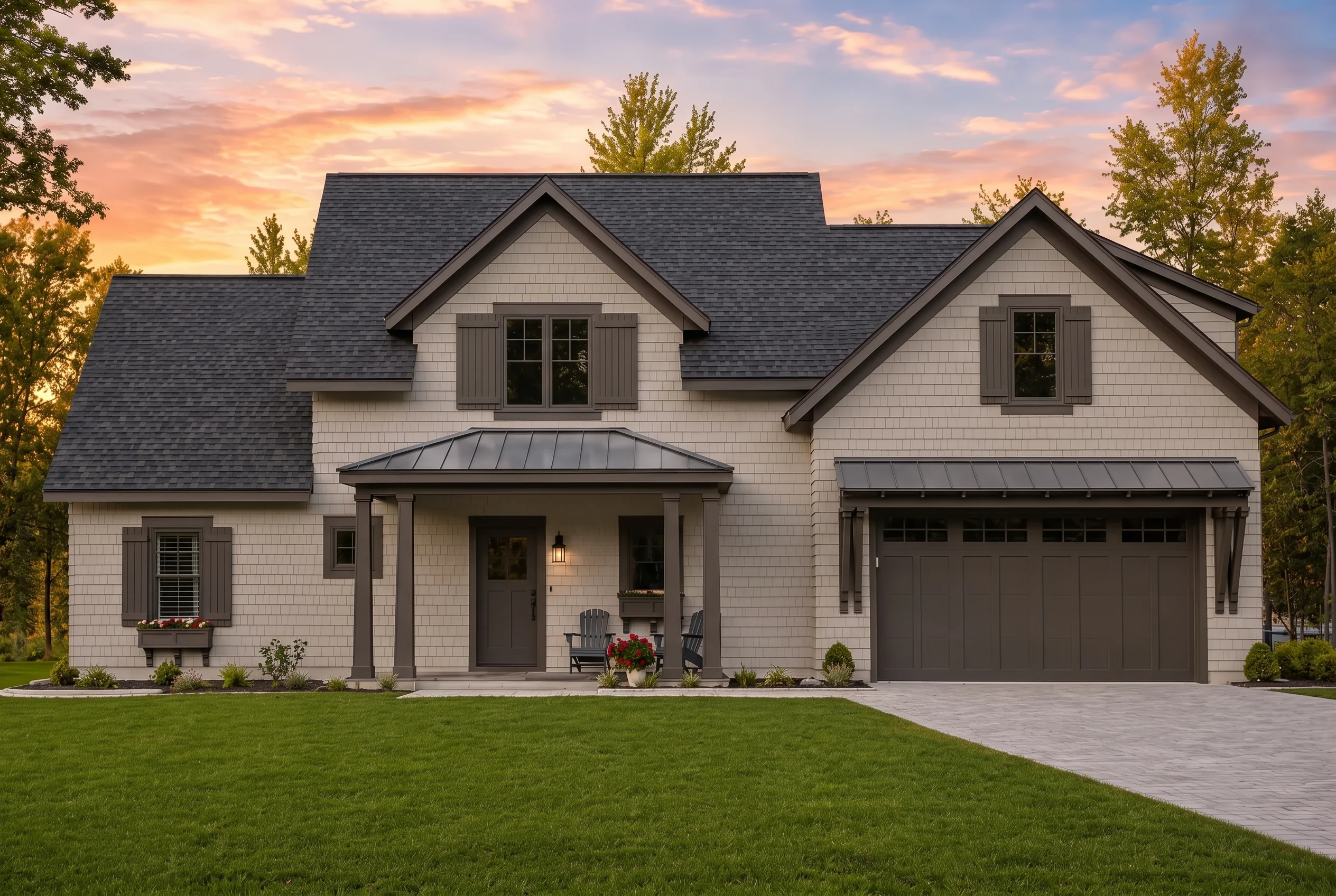 24-1432 HOUSE PLAN – Modern Farmhouse Home Plan – 4-Bed, 2.5-Bath, 2,360 SF - Warm Natural, AI-generated exterior concept