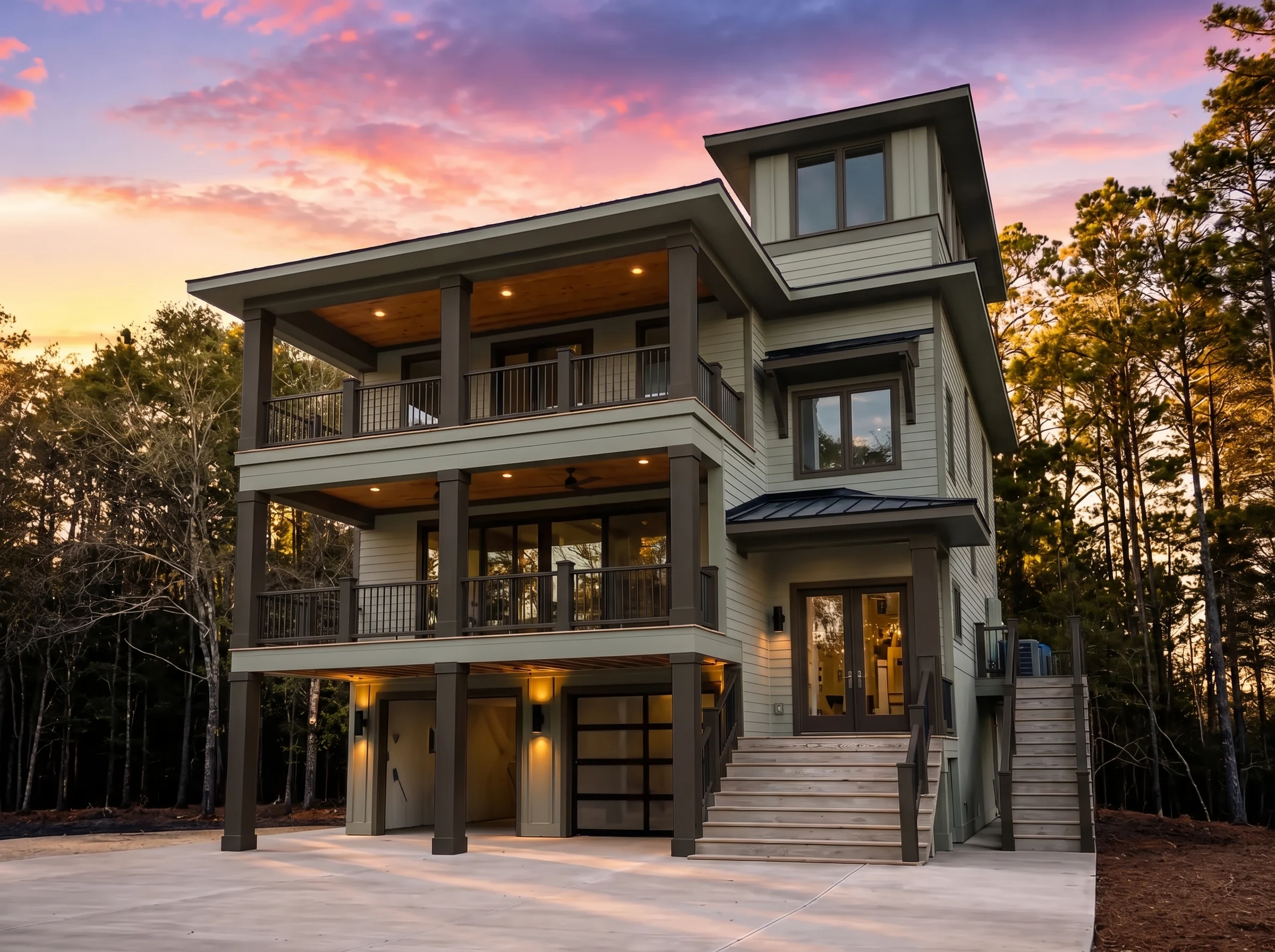 24-1356 HOUSE PLAN – Coastal Home Plan – 4-Bed, 4.5-Bath, 2,660 SF - Modern Brick, AI-generated exterior concept